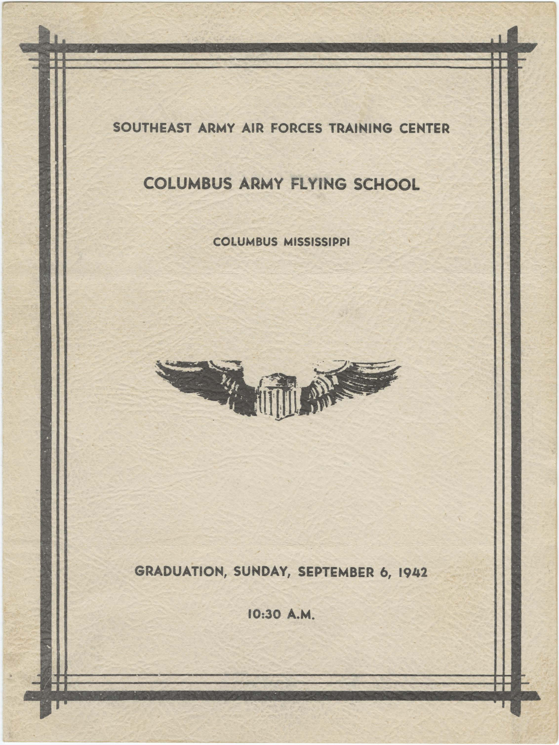 Sample page 1 from AirCorps Library document: Columbus Army Flying School Graduation Pamphlet