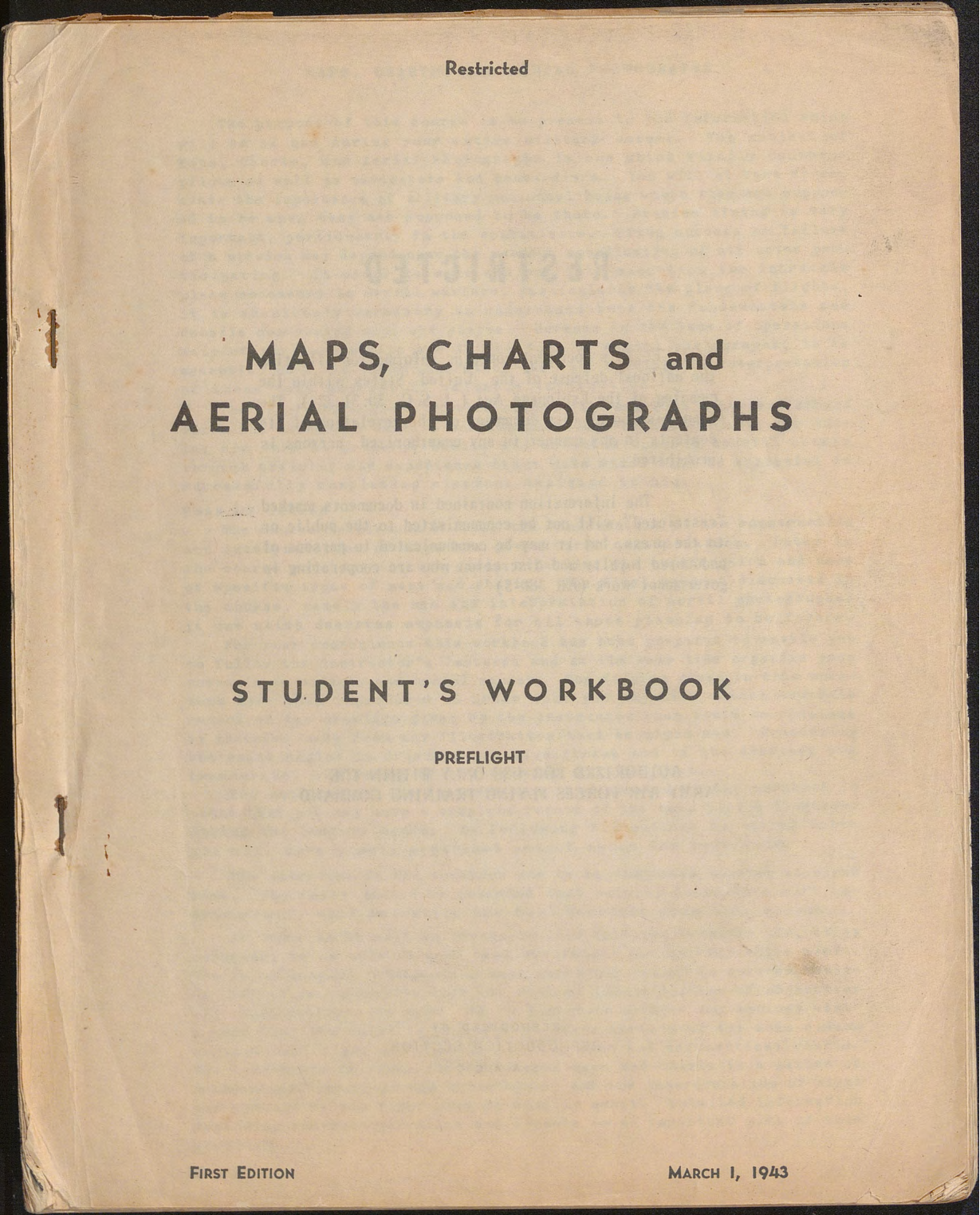 Sample page 1 from AirCorps Library document: Maps, Charts, and Aerial Photographs Student's Workbook Preflight