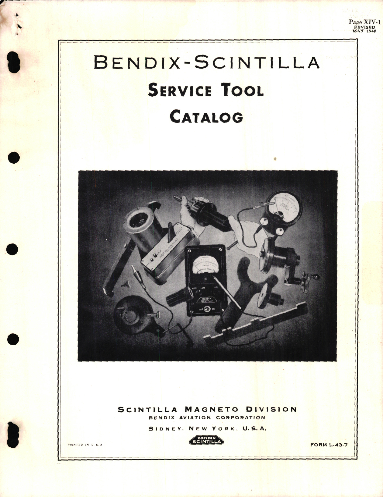 Sample page 1 from AirCorps Library document: Bendix-Scintilla Service Tool Catalog