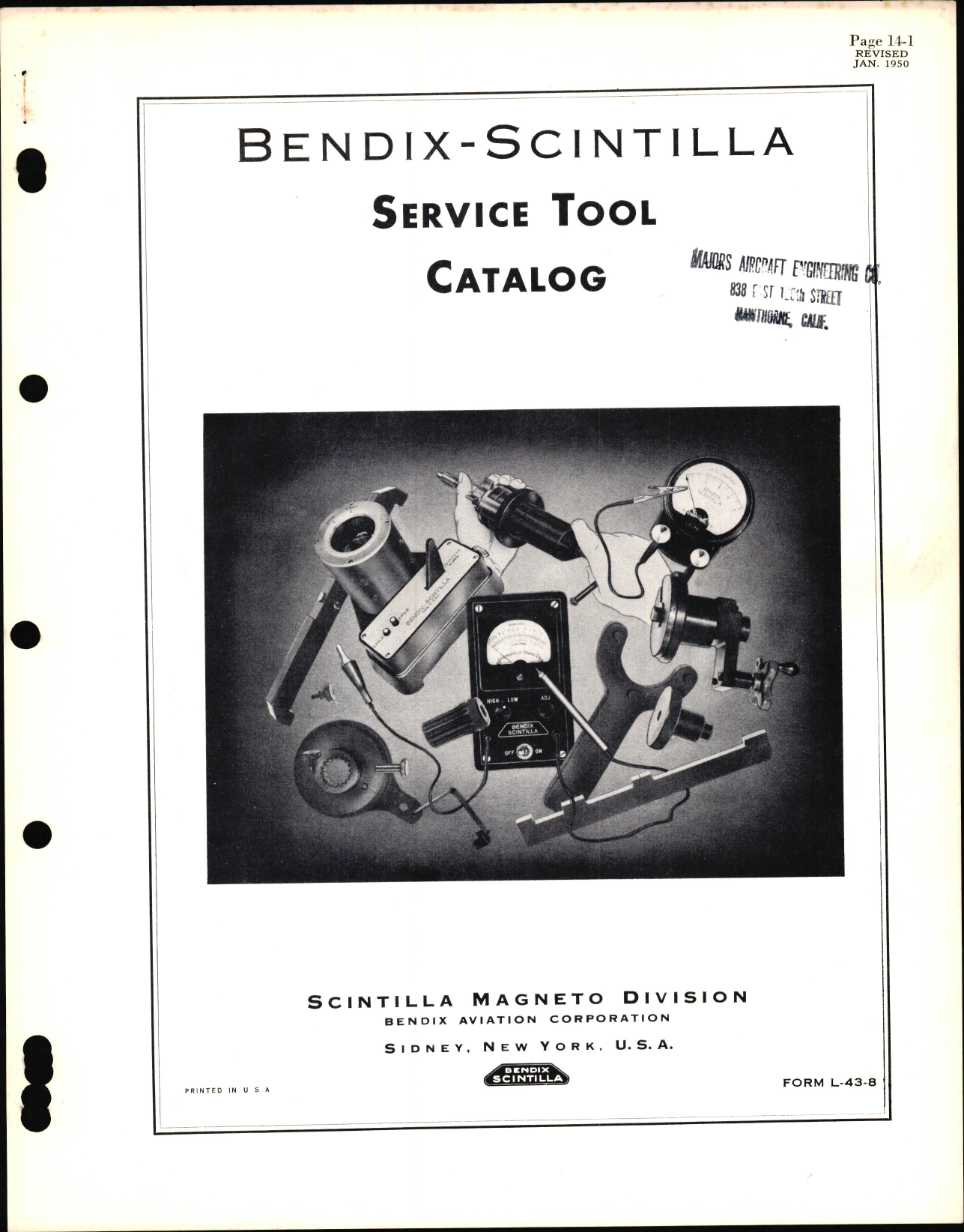 Sample page 1 from AirCorps Library document:  Bendix-Scintilla Service Tool Catalog