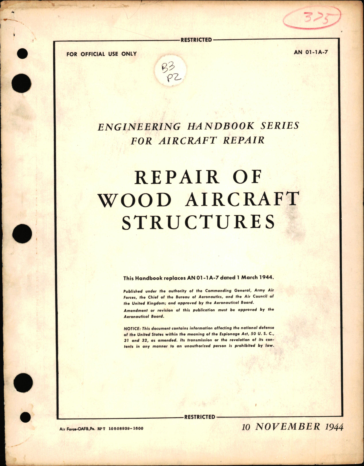 Sample page 1 from AirCorps Library document: Repair of Wood Aircraft Structures