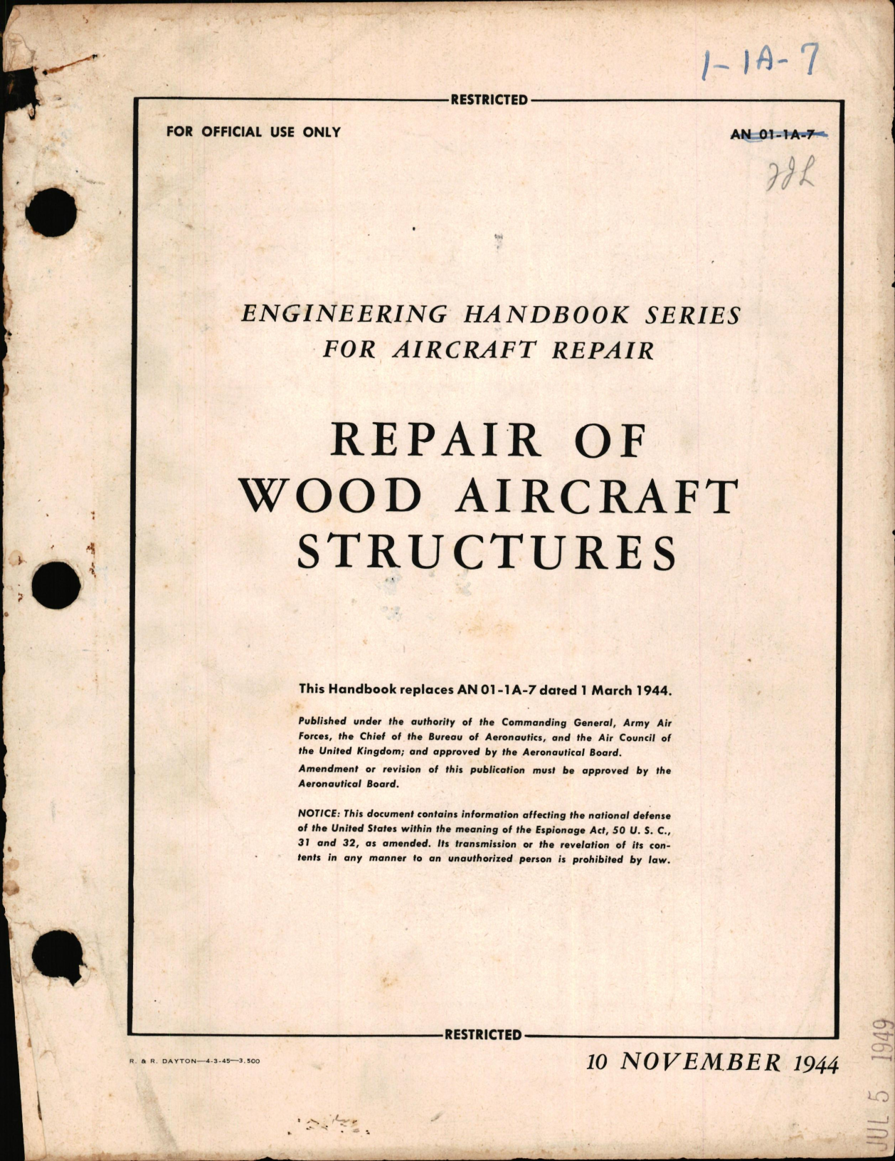 Sample page 1 from AirCorps Library document: Repair of Wood Aircraft Structures
