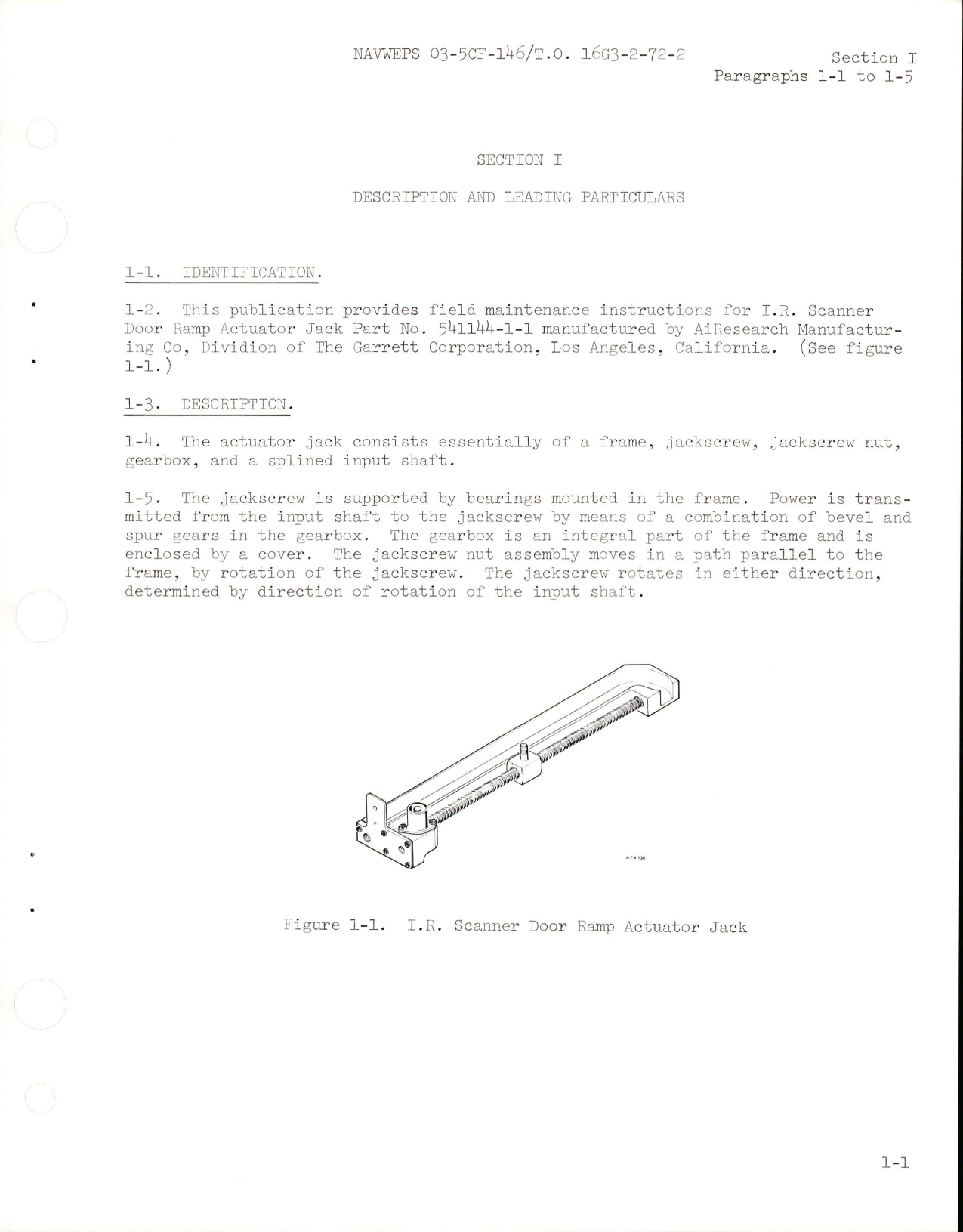 Sample page 5 from AirCorps Library document: Field Maintenance for I.R. Scanner Door Ramp Actuator Jacks - Parts 541144-1-1 and 541144-2-1