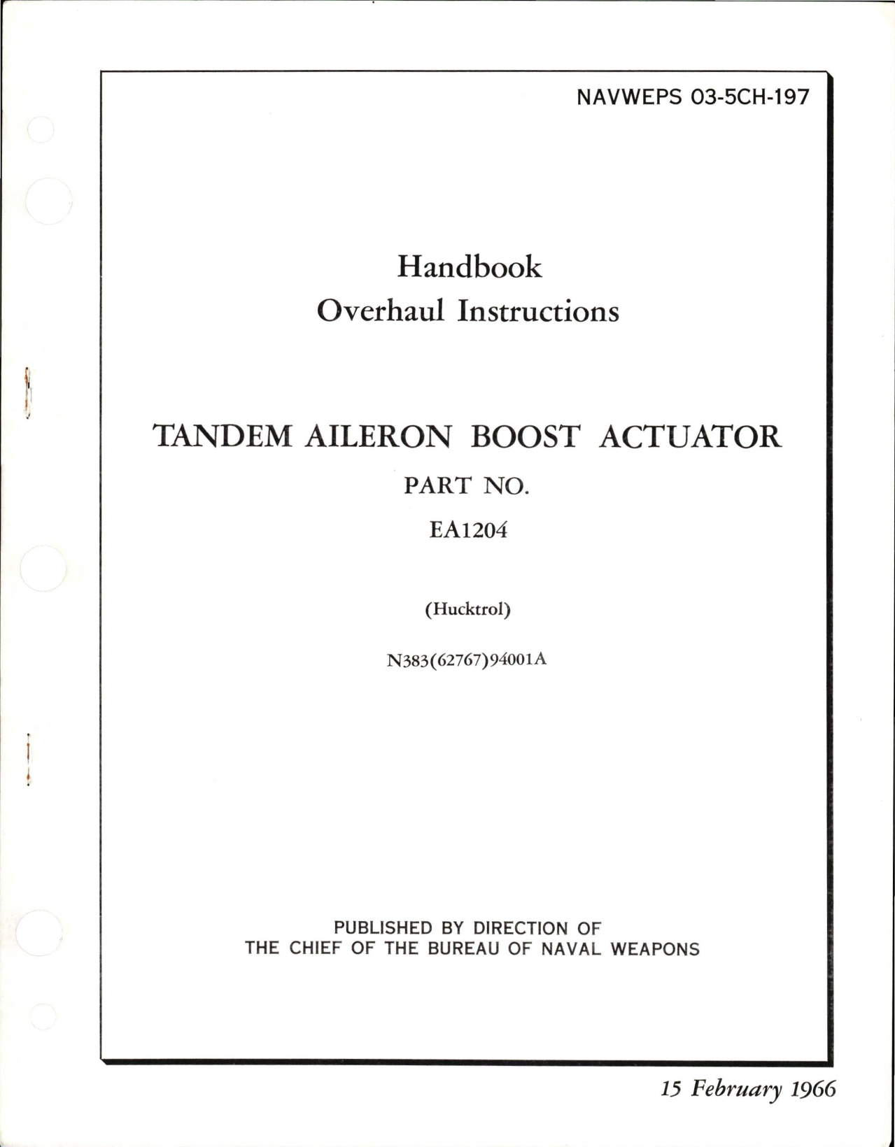 Sample page 1 from AirCorps Library document: Overhaul Instructions for Tandem Aileron Boost Actuator - Part EA1204