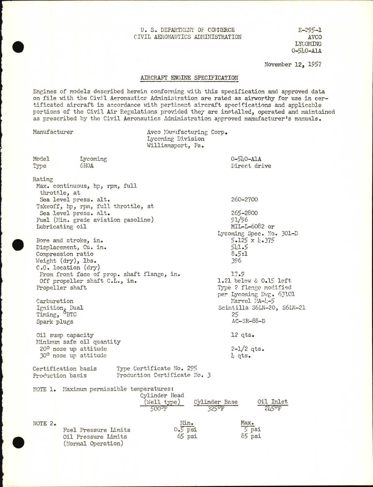 Sample page 1 from AirCorps Library document: O-540-A1A