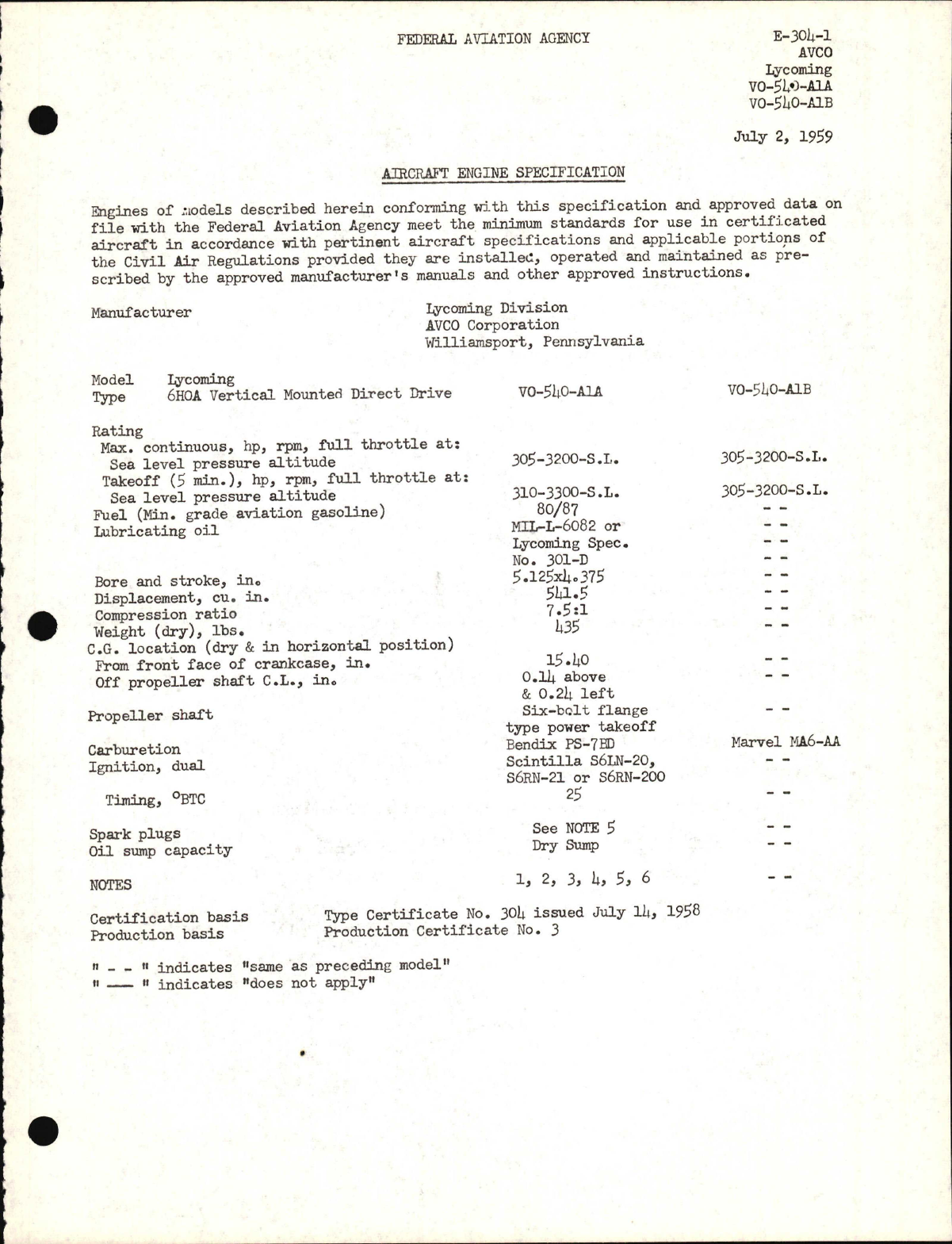 Sample page 1 from AirCorps Library document: VO-540-A1A and VO-540-A1B