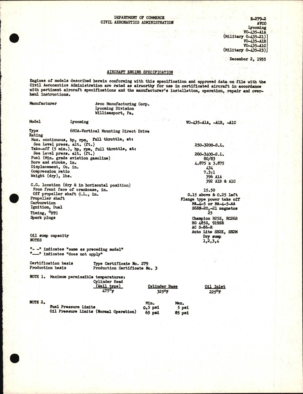 Sample page 1 from AirCorps Library document: O-435 and VO-435