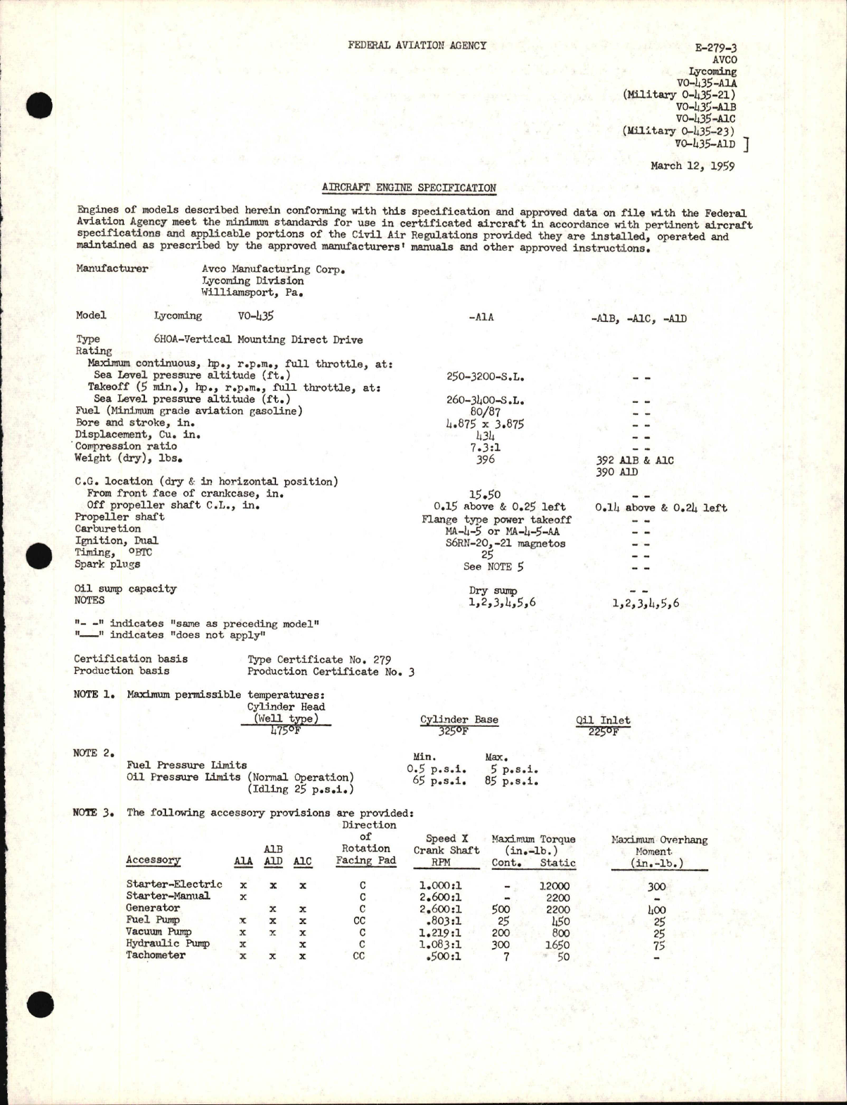 Sample page 1 from AirCorps Library document: O-435 and VO-435