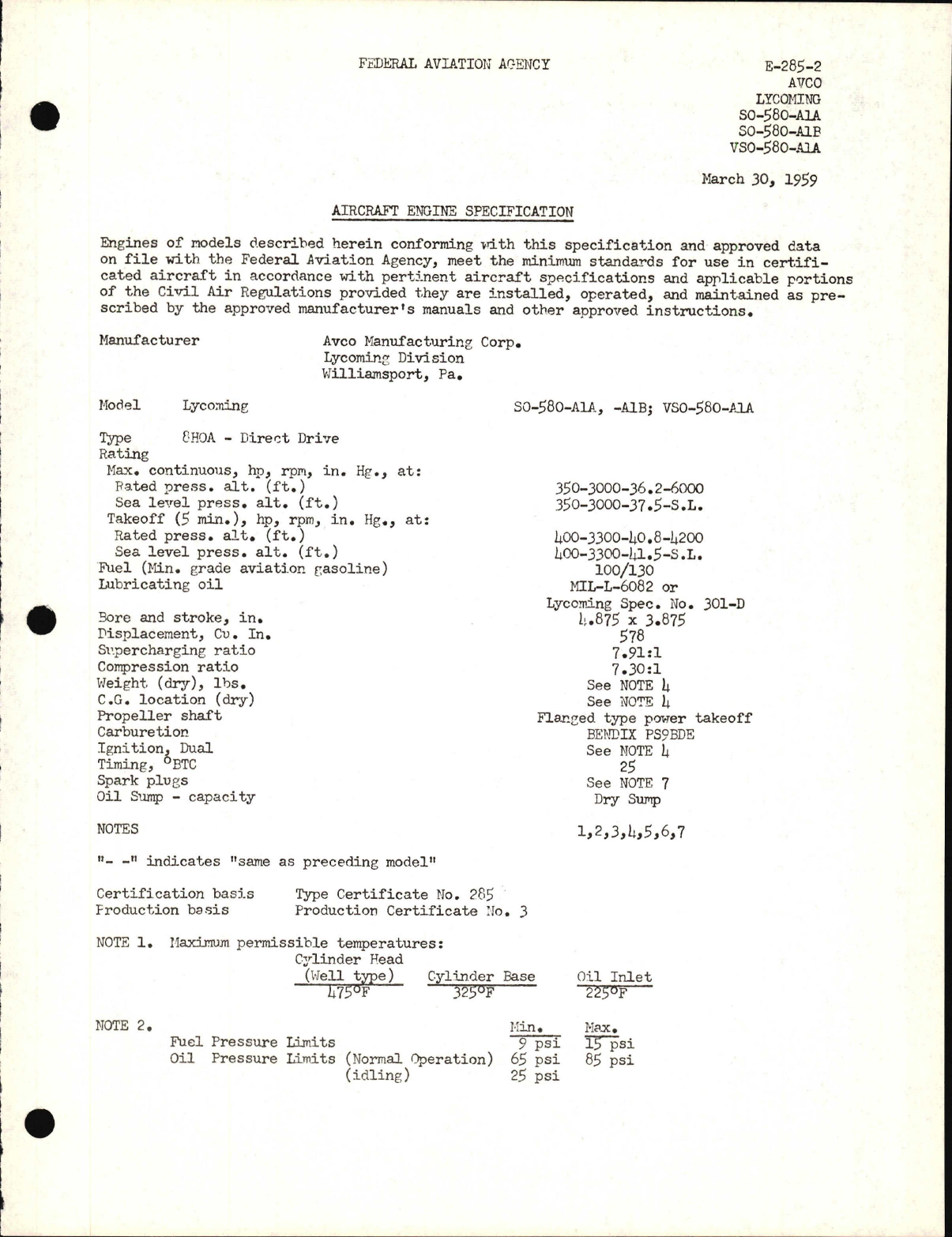 Sample page 1 from AirCorps Library document: SO-580-A1A, SO-580-A1B, and VSO-580-A1A