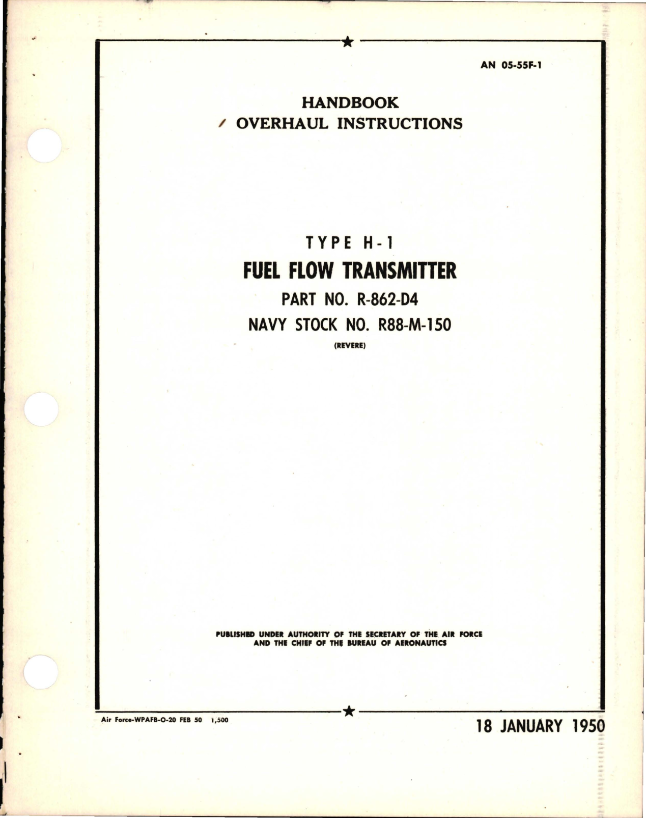 Sample page 1 from AirCorps Library document: Overhaul Instructions for Fuel Flow Transmitter - Type H-1 - Part R-862-D4