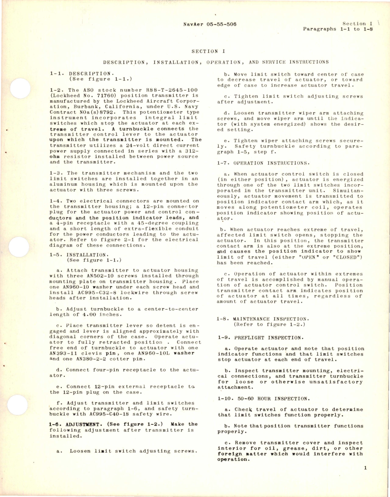 Sample page 5 from AirCorps Library document: Operation, Service and Overhaul Instructions with Parts Catalog for Position Transmitter - Model 71760