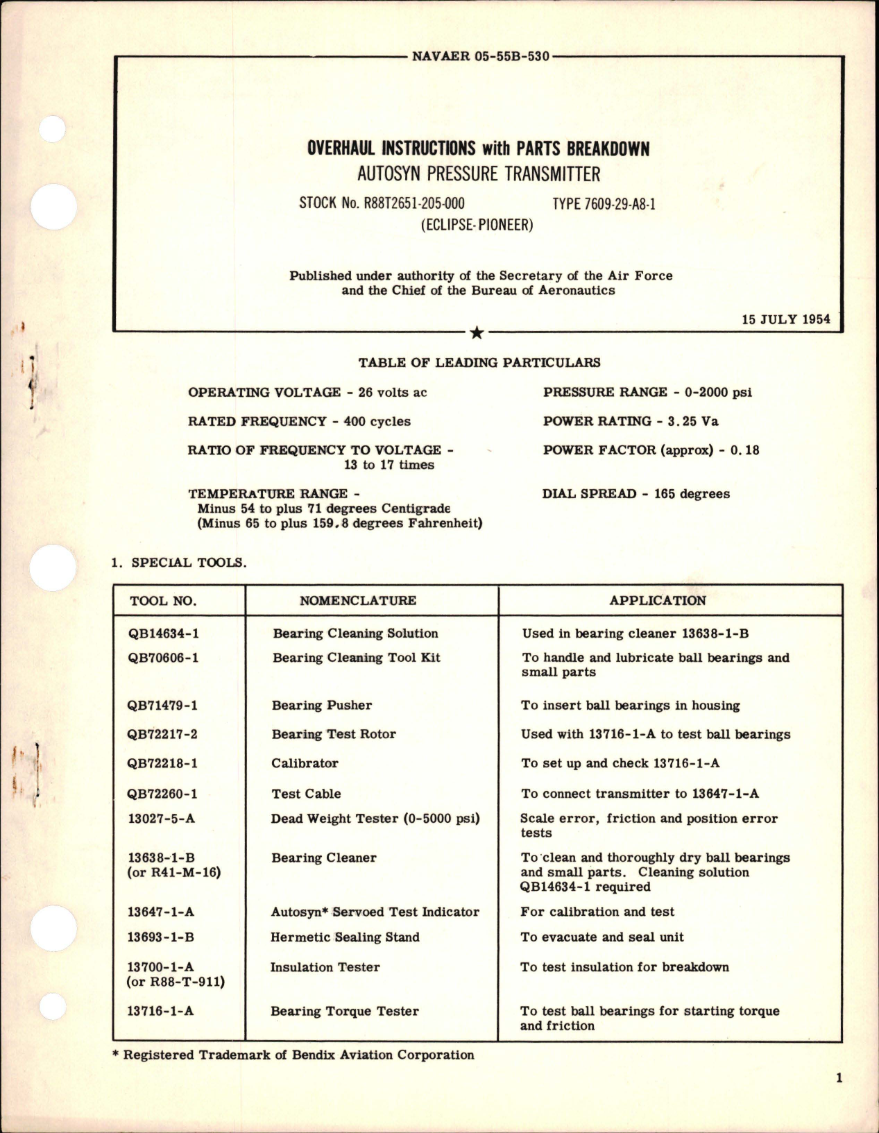 Sample page 1 from AirCorps Library document: Overhaul Instructions with Parts Breakdown for Autosyn Pressure Transmitter 