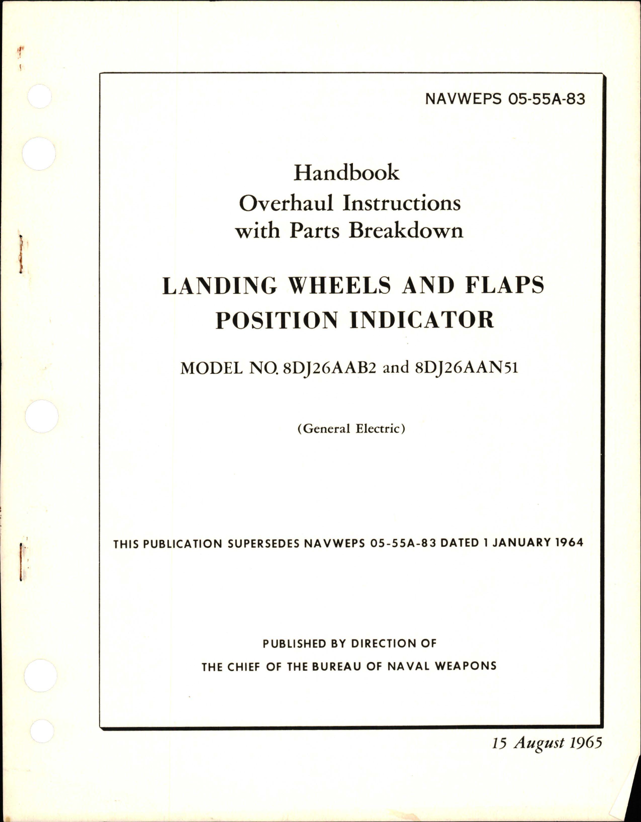 Sample page 1 from AirCorps Library document: Overhaul Instructions with Parts Breakdown for Landing Wheels and Flaps Position Indicator - Models 8DJ26AAB2 and 8DJ26AAN51