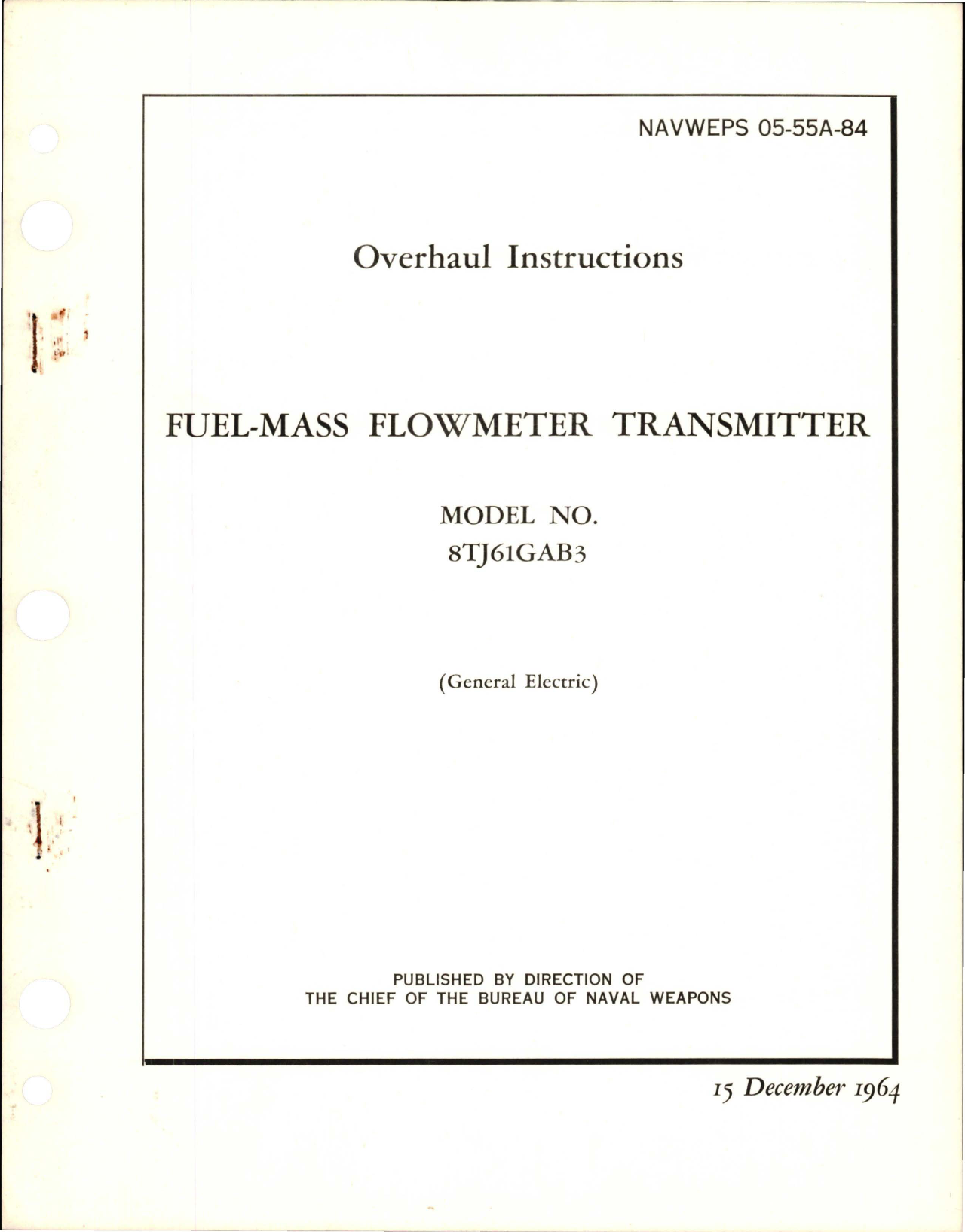 Sample page 1 from AirCorps Library document: Overhaul Instructions for Fuel Mass Flowmeter Transmitter - Model 8TJ61GAB3 