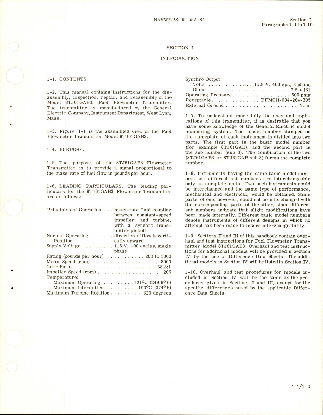 Sample page 5 from AirCorps Library document: Overhaul Instructions for Fuel Mass Flowmeter Transmitter - Model 8TJ61GAB3 