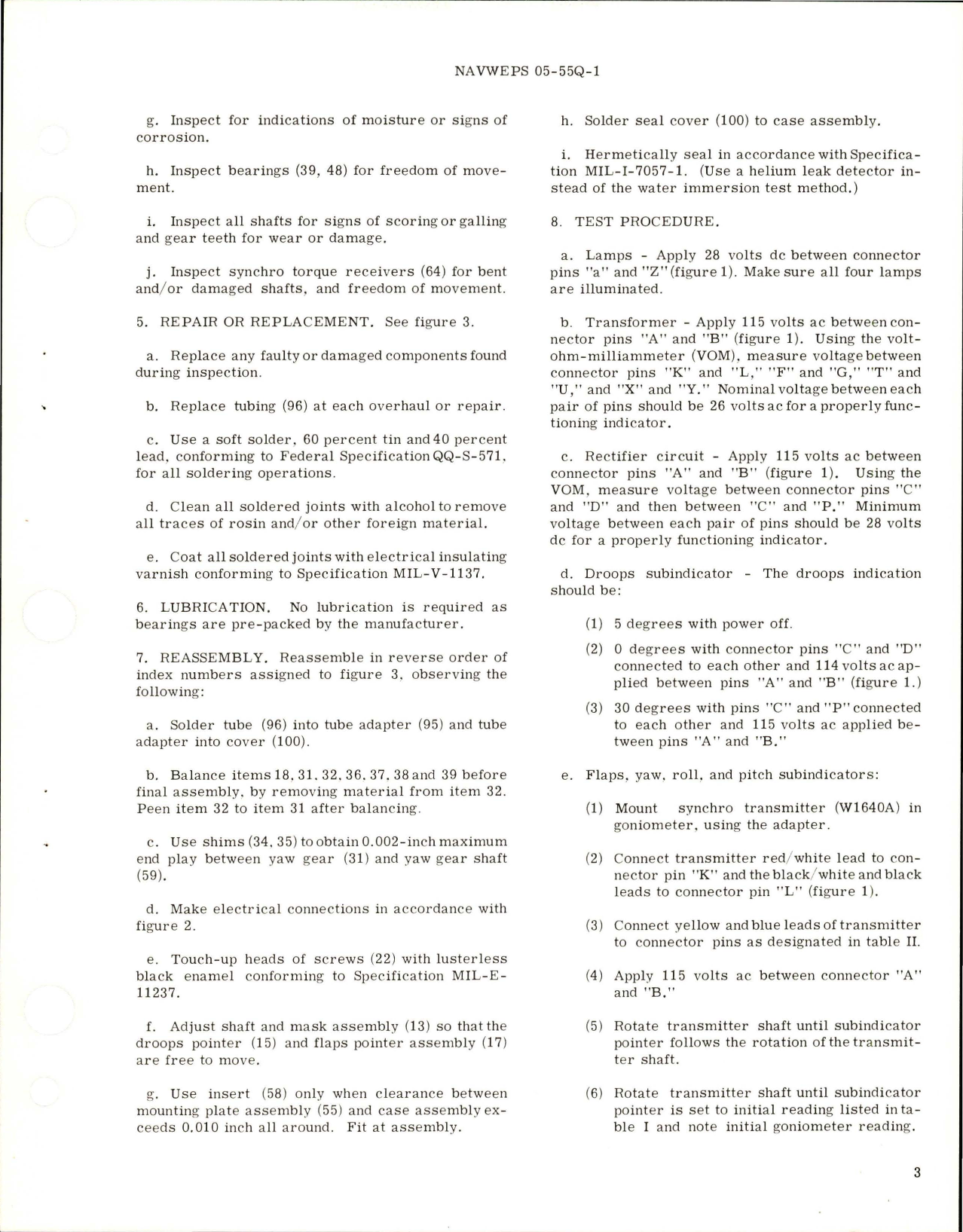 Sample page 5 from AirCorps Library document: Overhaul Instructions with Parts Breakdown for Droops, Flaps, Pitch, Roll and Yaw Trim Position Indicator Assembly - Part 91-3-000