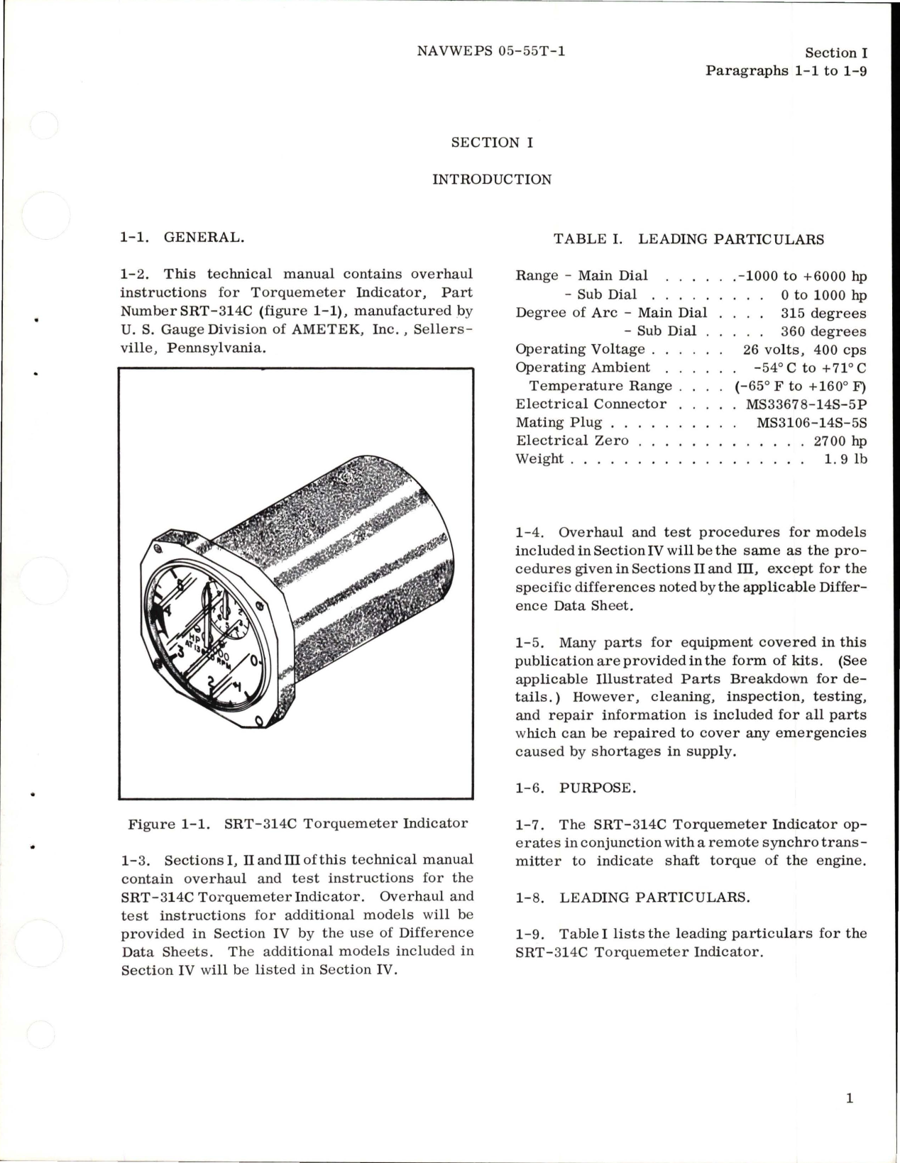 Sample page 5 from AirCorps Library document: Overhaul Instructions for Torquemeter Indicator - Part SRT-314C