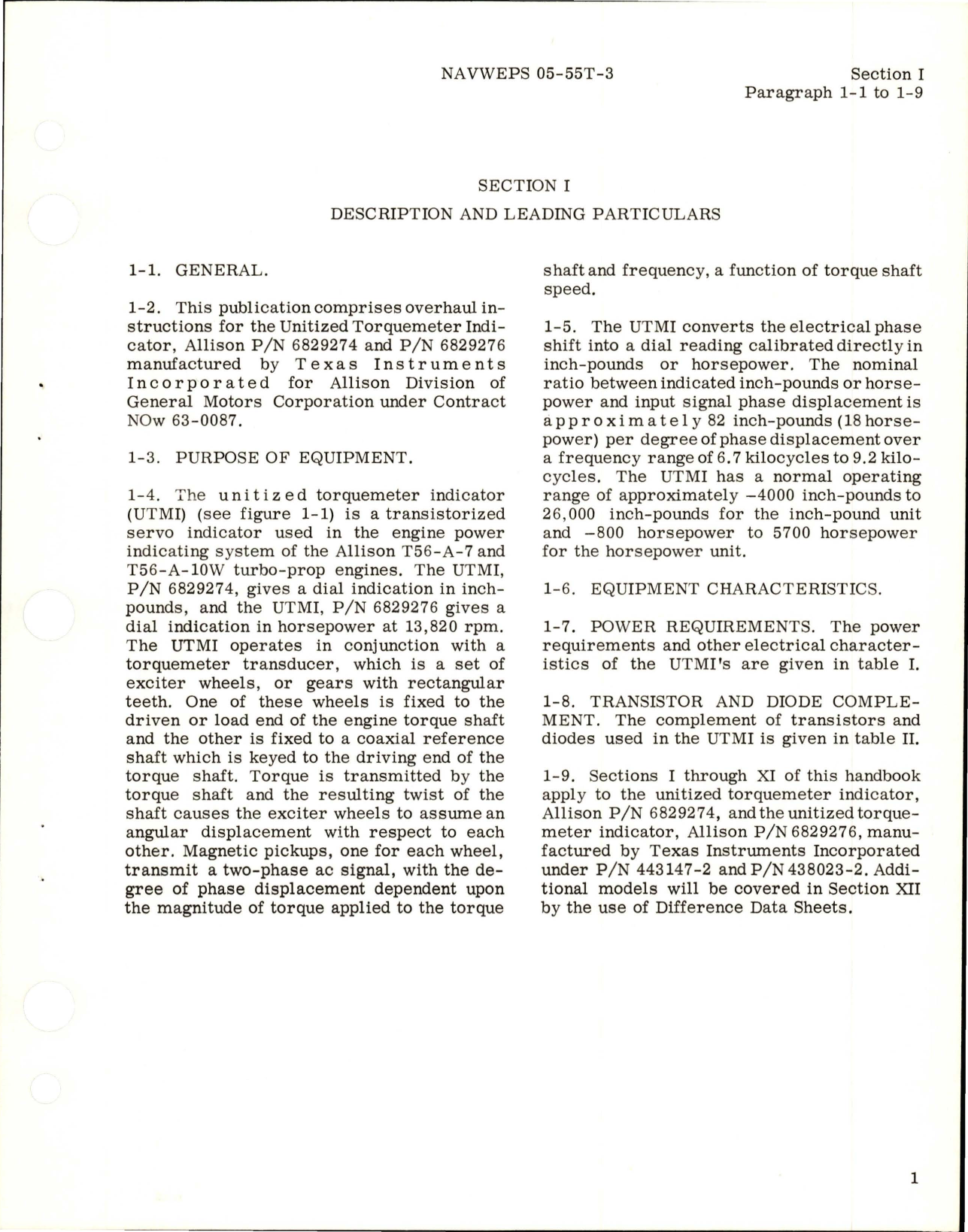 Sample page 9 from AirCorps Library document: Overhaul Instructions for Unitized Torquemeter Indicator - Parts 6829274 and 6829276