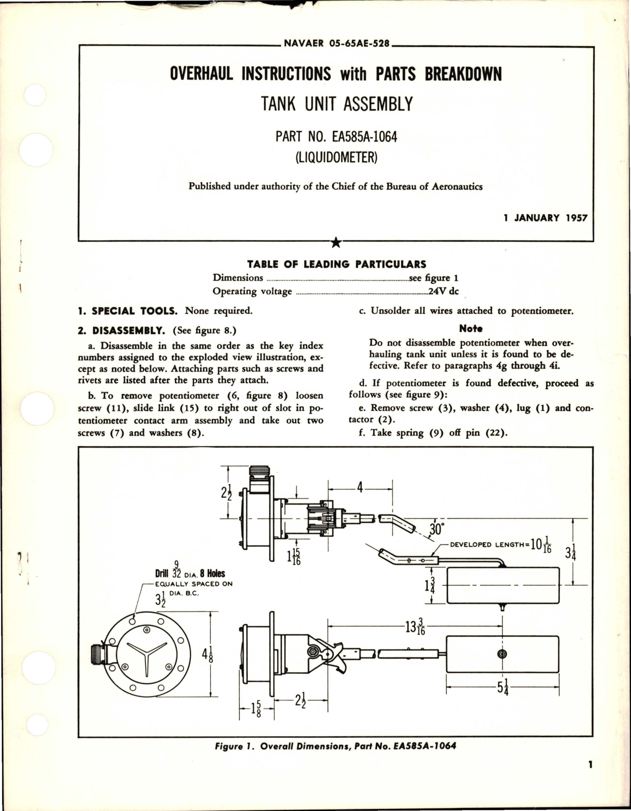 Sample page 1 from AirCorps Library document: Overhaul Instructions with Parts Breakdown for Tank Unit Assembly - Part EA585A-1064