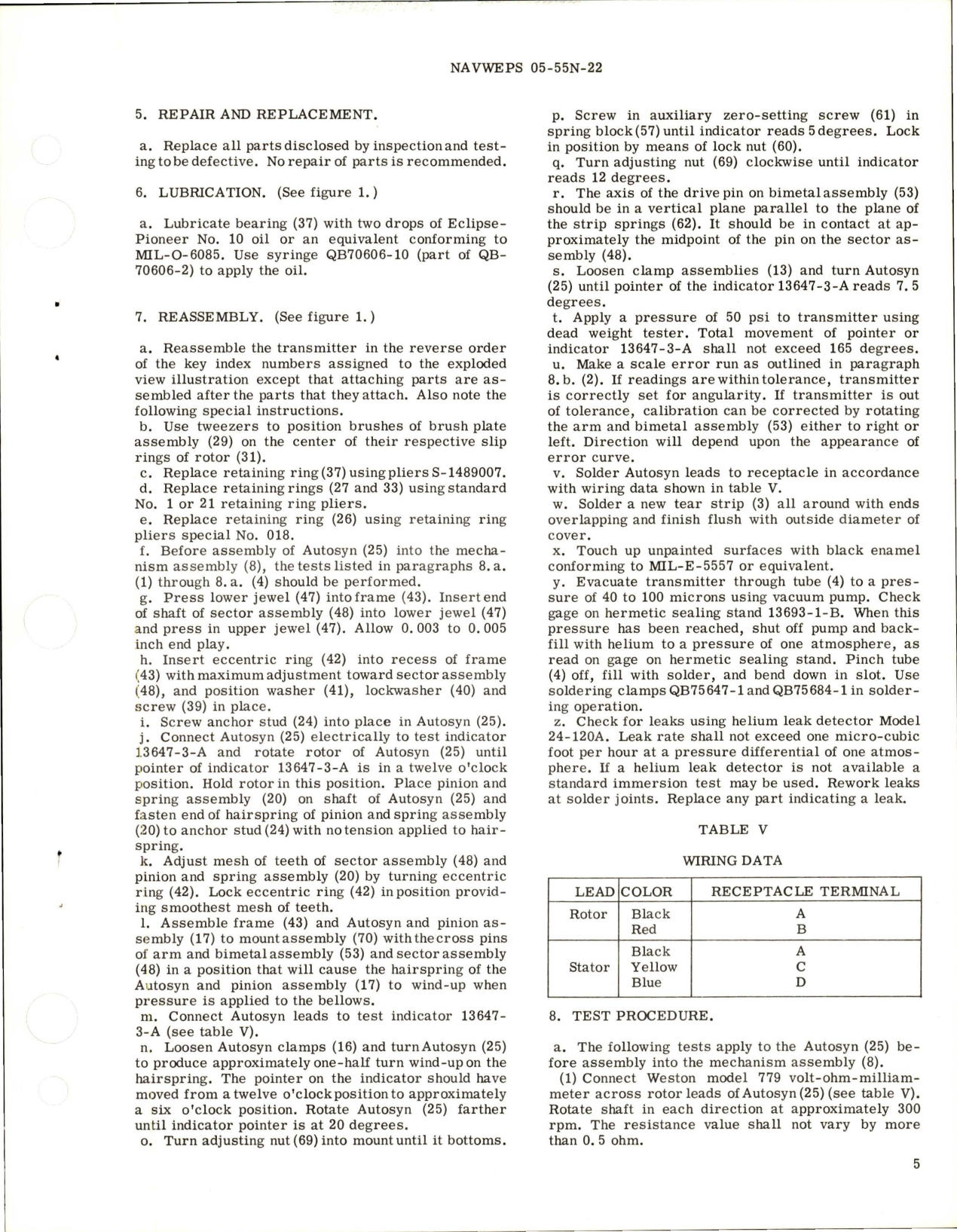 Sample page 5 from AirCorps Library document: Overhaul Instructions with Parts Breakdown for Pressure Transmitter - Type 7709-15-B8-2