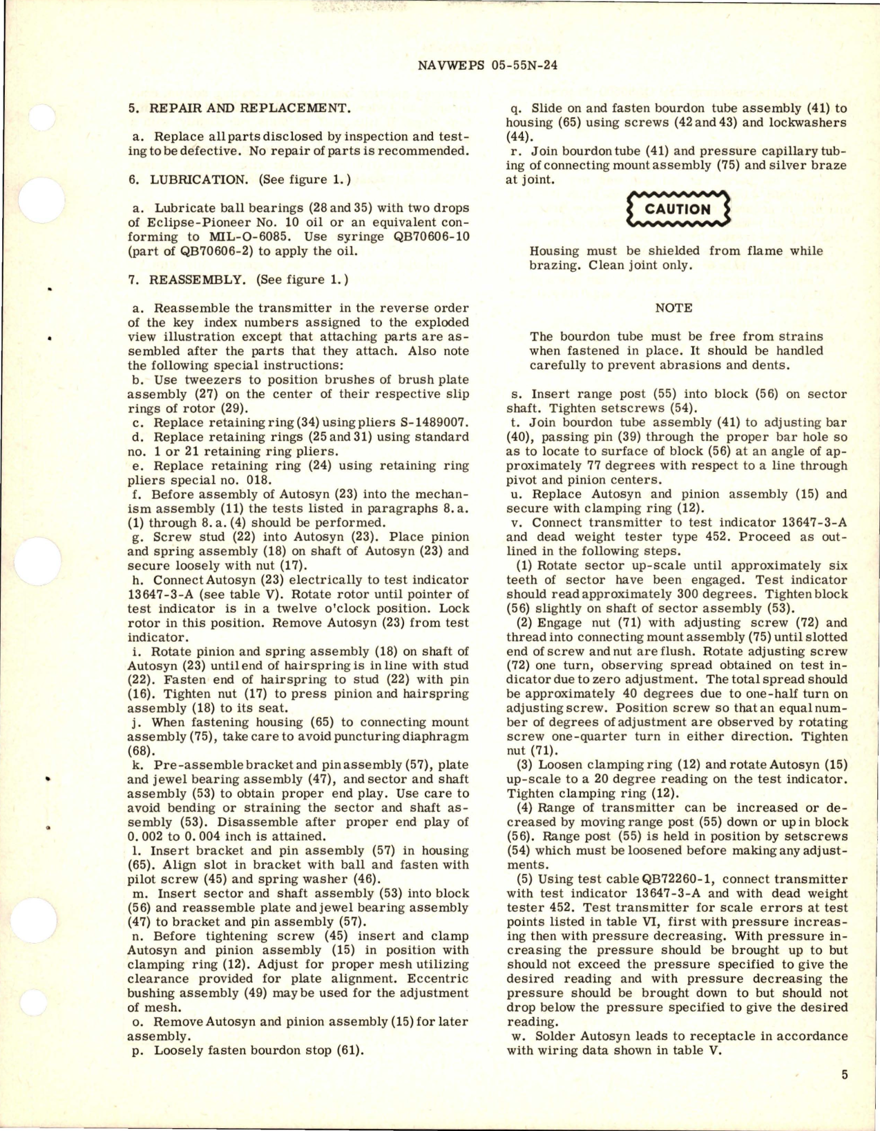 Sample page 5 from AirCorps Library document: Overhaul Instructions with Parts Breakdown for Pressure Transmitter - Type 7628-48-A5-1