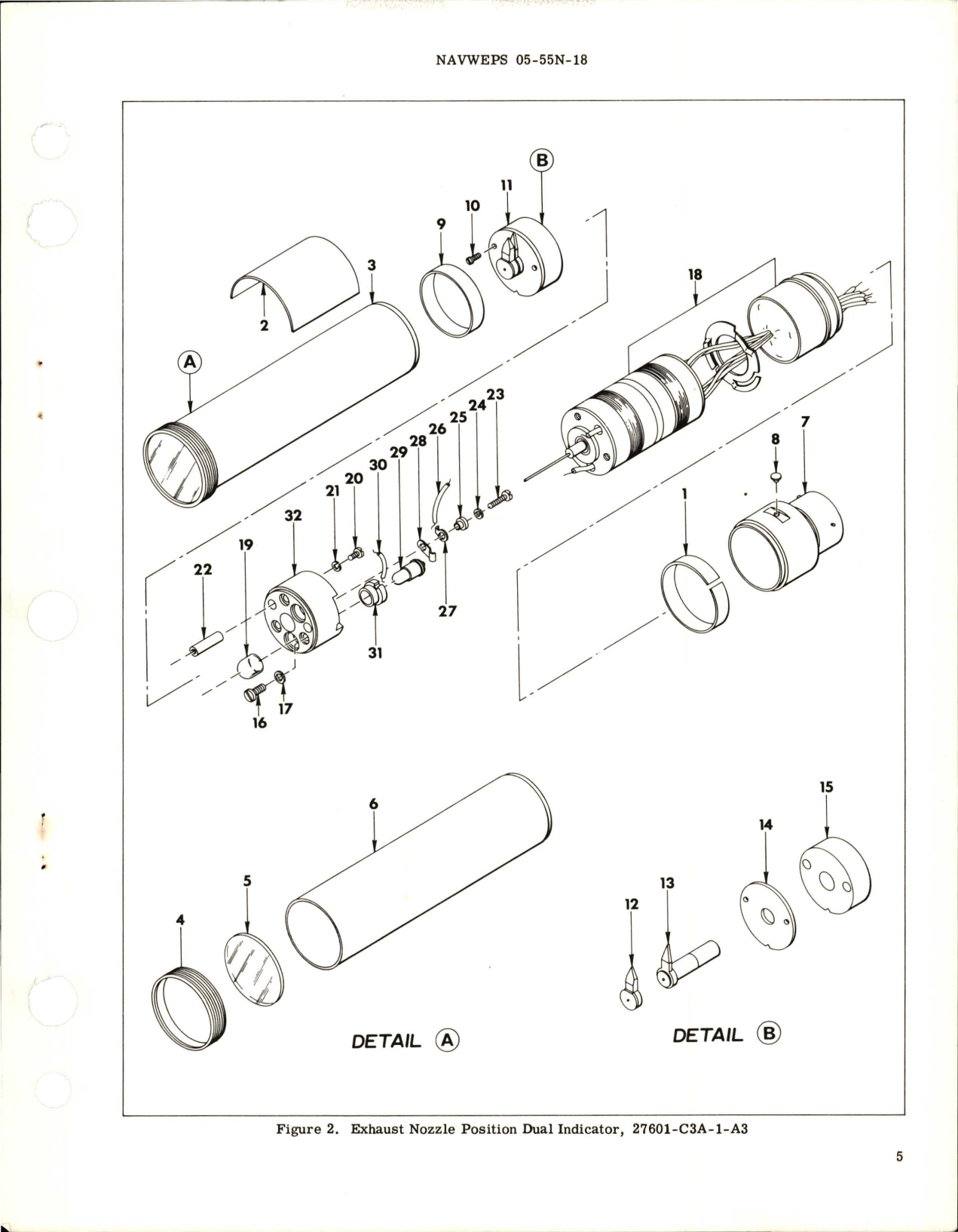 Sample page 5 from AirCorps Library document: Overhaul Instructions with Parts Breakdown for Exhaust Nozzle Position Dual Indicator - Part 27601-C3A-1-A3