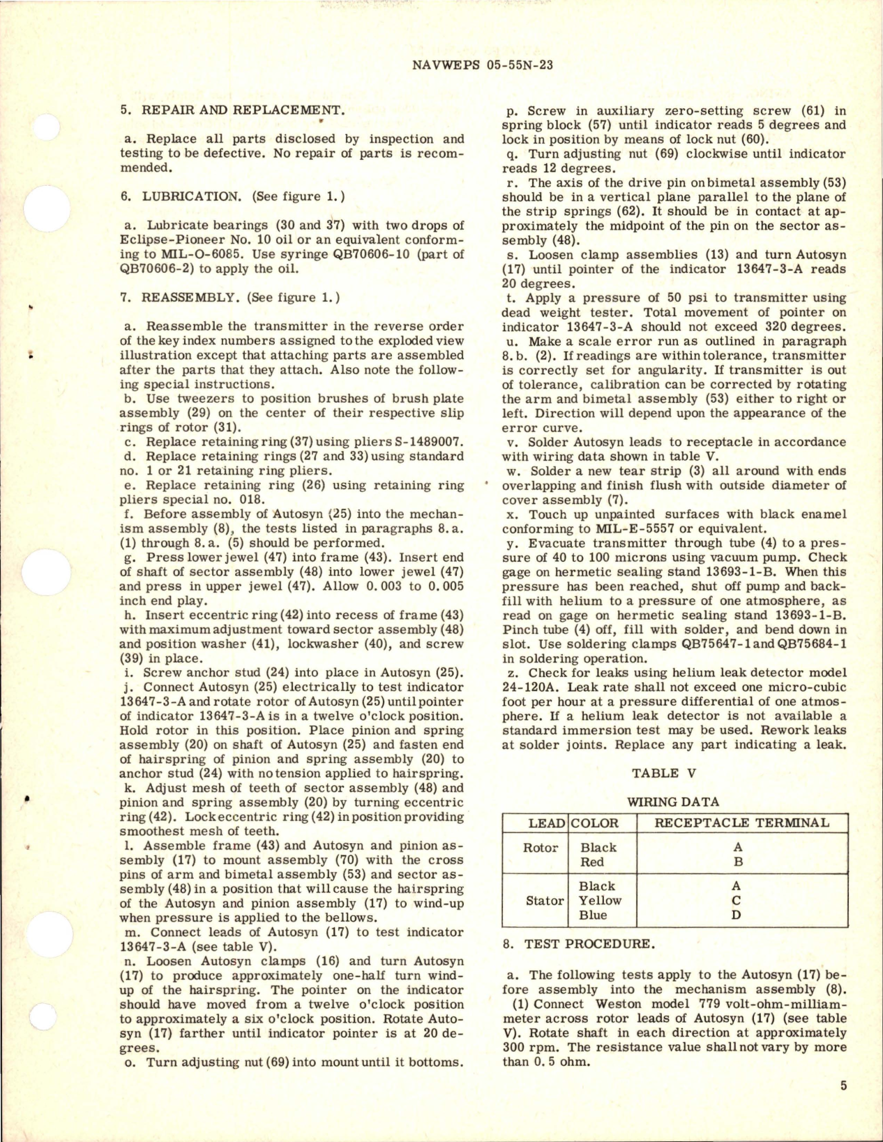 Sample page 5 from AirCorps Library document: Overhaul Instructions with Parts Breakdown for Pressure Transmitter - Type 7725-15-A5-1