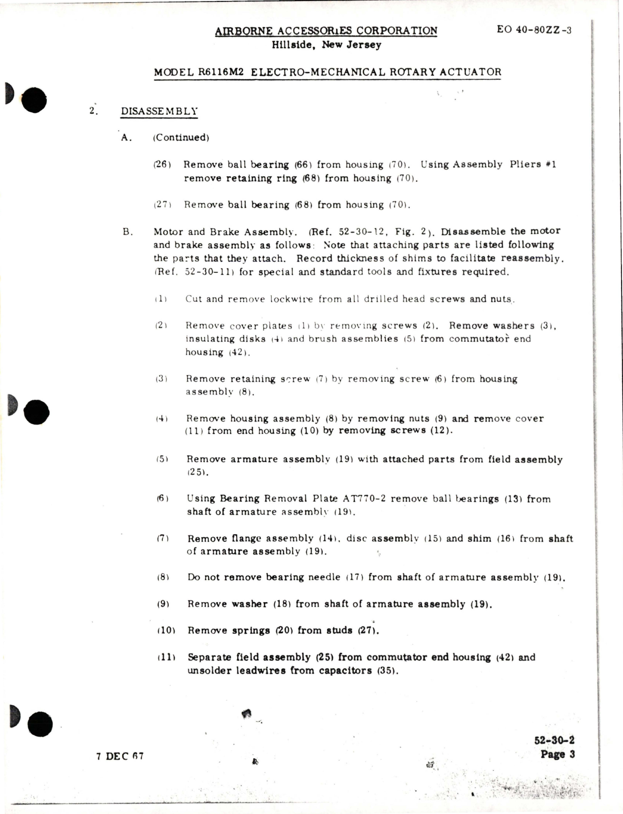 Sample page 9 from AirCorps Library document: Handbook with Parts List for Electro-Mechanical Rotary Actuator Model R6116M2 