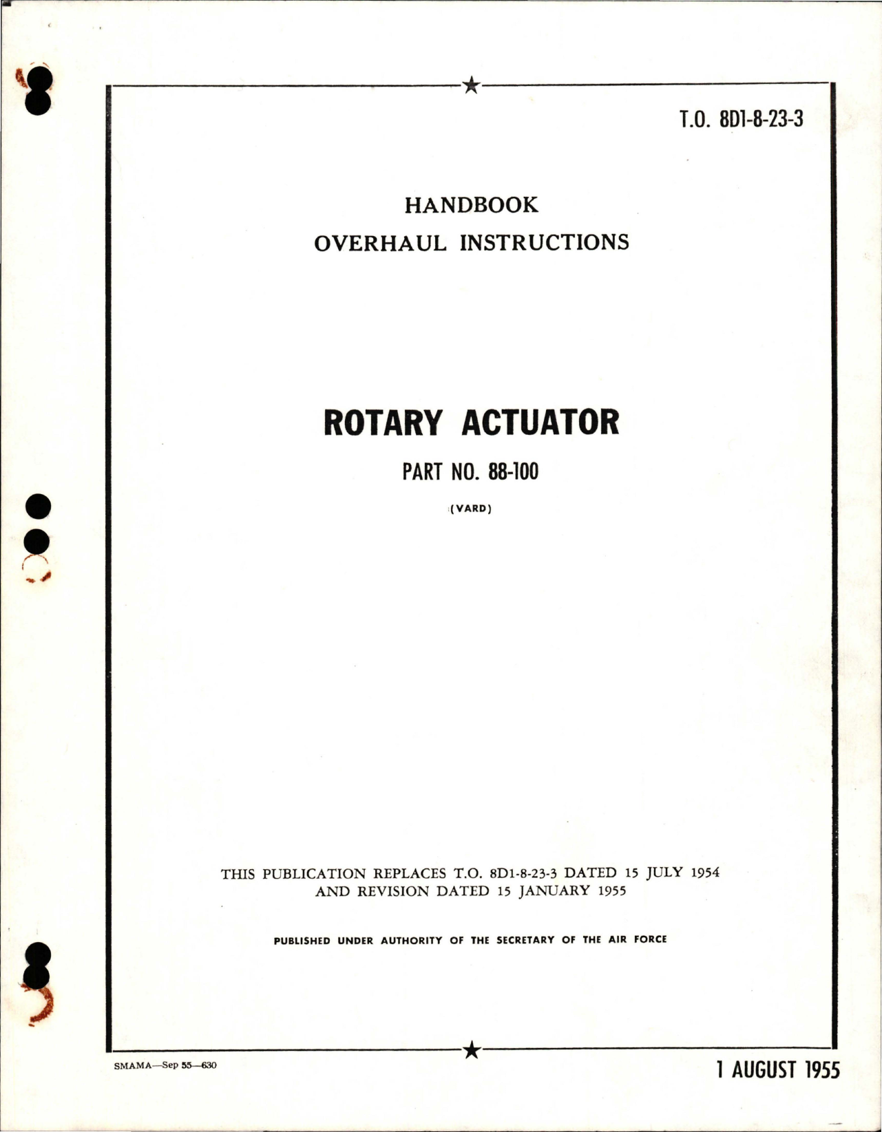 Sample page 1 from AirCorps Library document: Overhaul Instructions for Rotary Actuator - Part 88-100