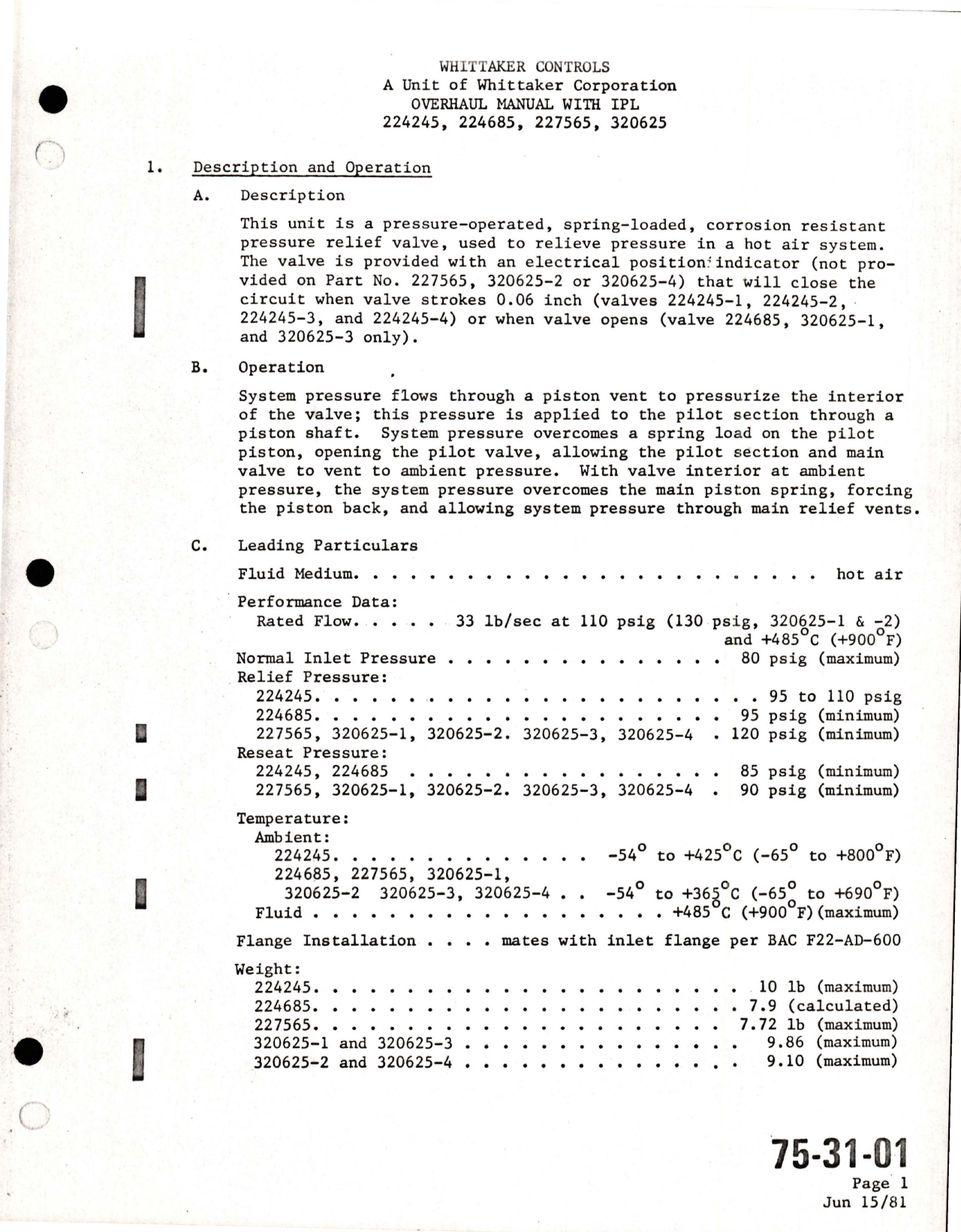 Sample page 7 from AirCorps Library document: Overhaul with Illustrated Parts List for Pressure Relief Valve - 6 inch tube size - Revision 7