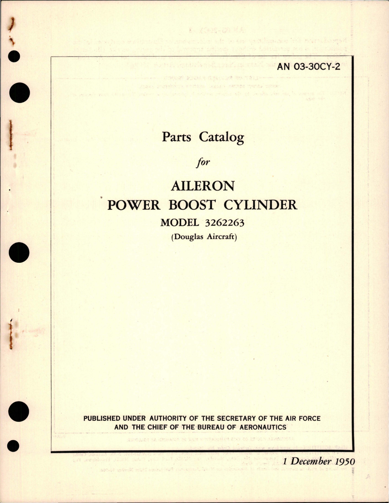 Sample page 1 from AirCorps Library document: Parts Catalog for Aileron Power Boost Cylinder - Model 3262263 