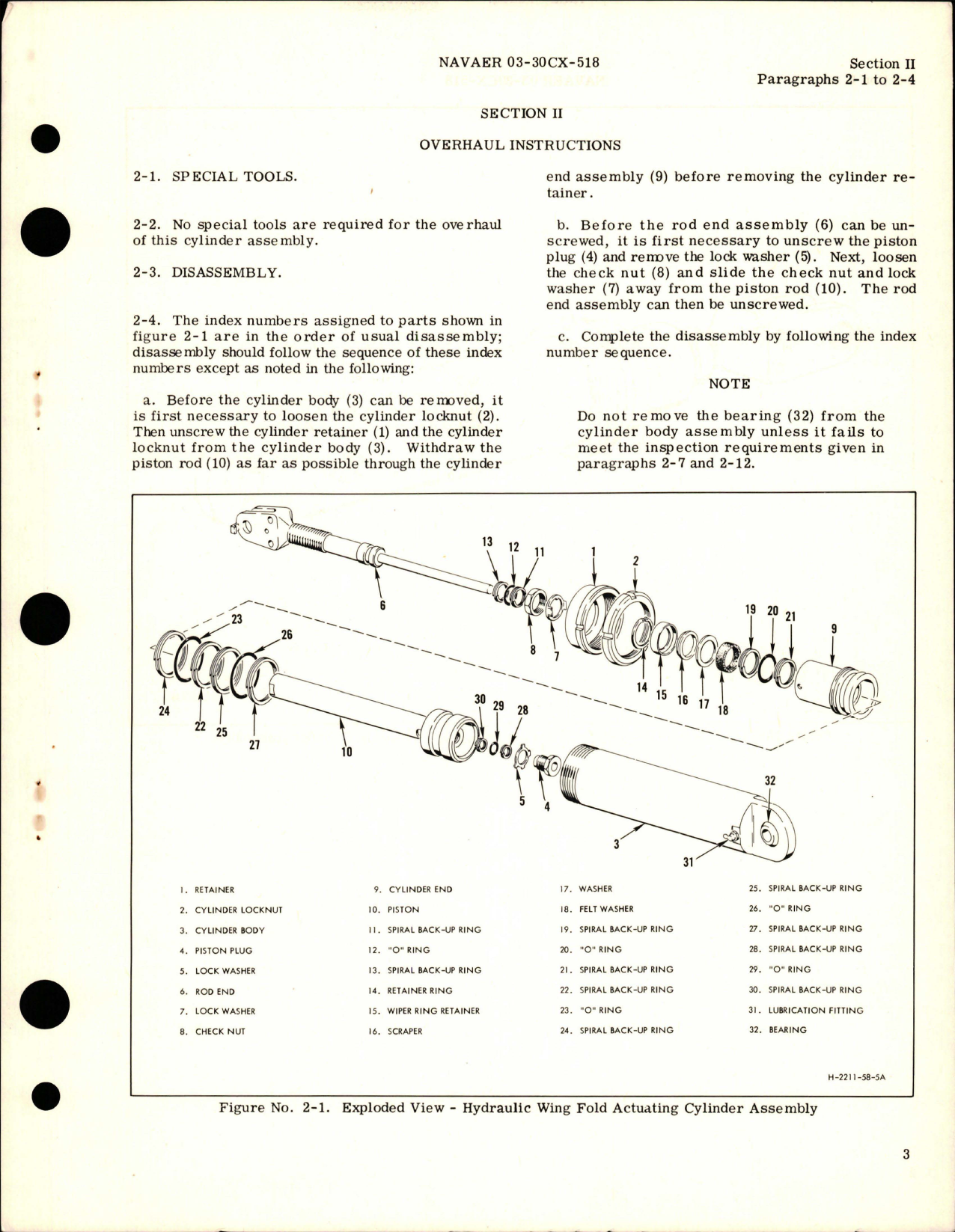 Sample page 5 from AirCorps Library document: Overhaul Instructions for Hydraulic Wing Fold Actuating Cylinder Assembly - Part 209-58030 