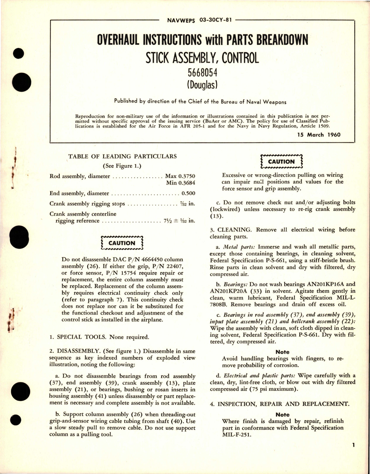 Sample page 1 from AirCorps Library document: Overhaul Instructions with Parts Breakdown for Control Stick Assembly - 5668054-4