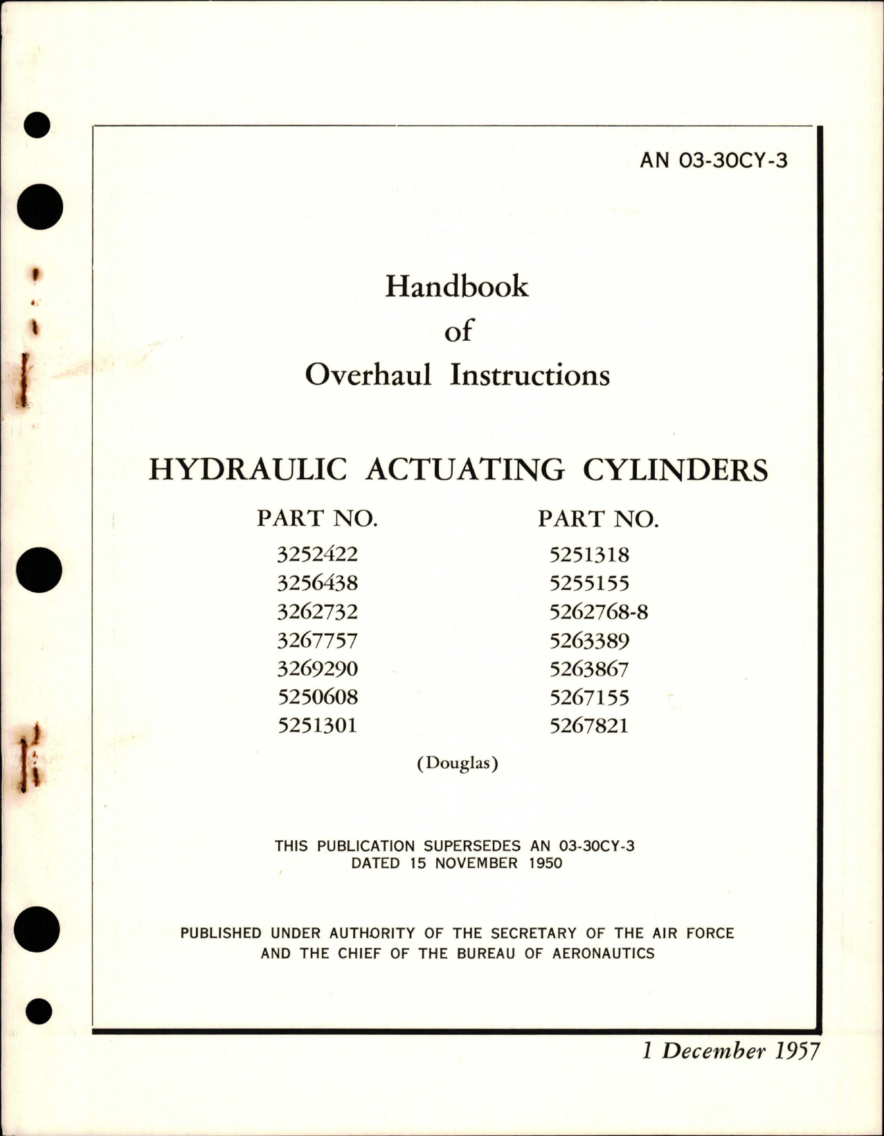 Sample page 1 from AirCorps Library document: Overhaul Instructions for Hydraulic Actuating Cylinders