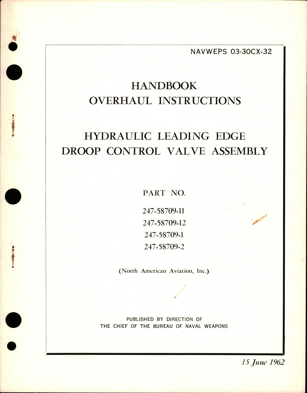 Sample page 1 from AirCorps Library document: Overhaul Instructions for Hydraulic Leading Edge Droop Control Valve Assembly