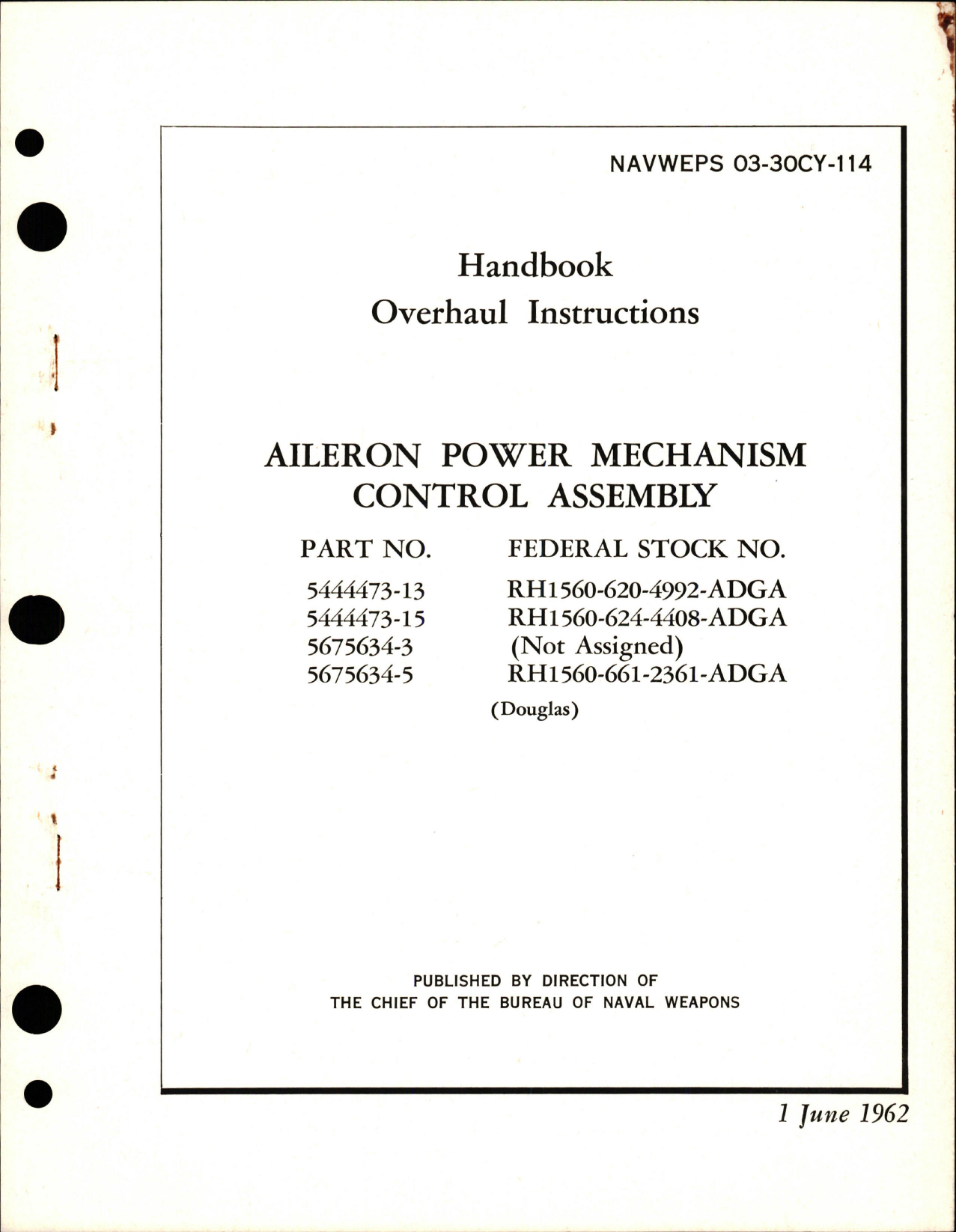 Sample page 1 from AirCorps Library document: Overhaul Instructions for Aileron Power Mechanism Control Assembly