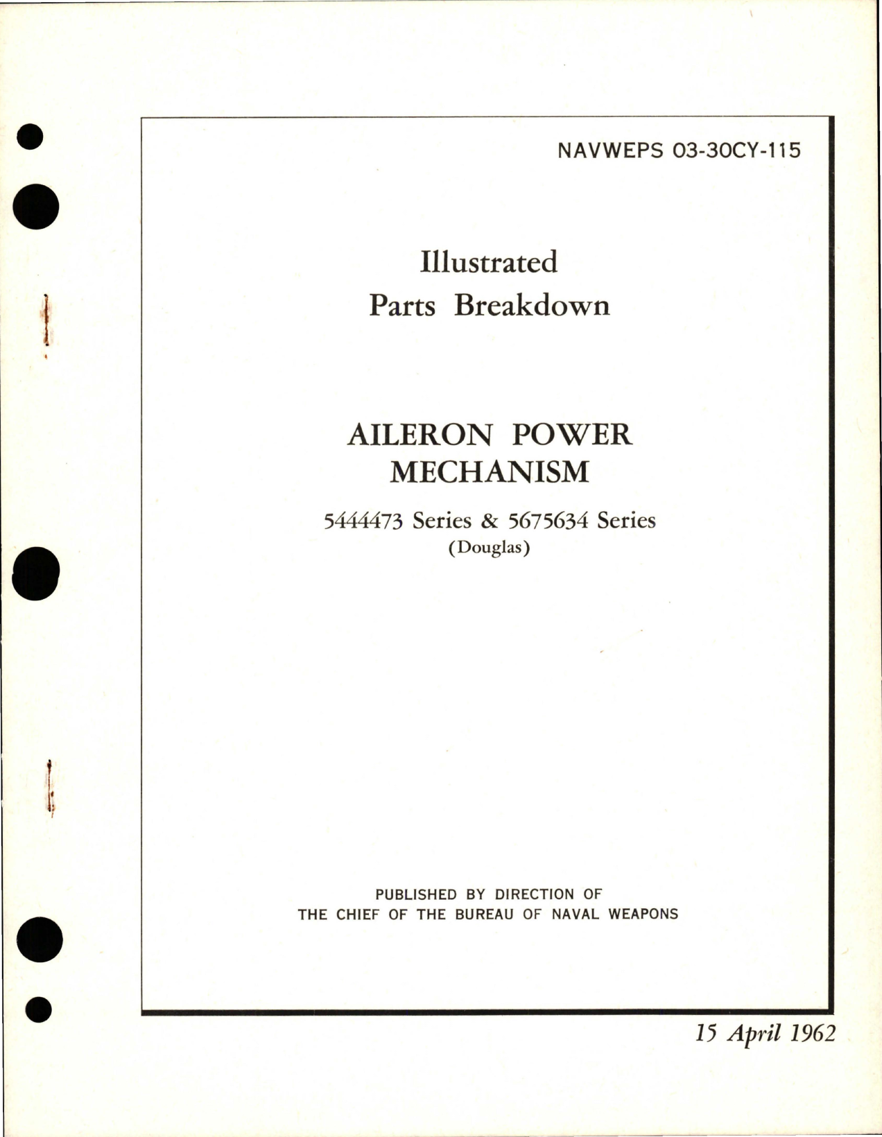Sample page 1 from AirCorps Library document: Illustrated Parts Breakdown for Aileron Power Mechanism - 5444473 Series and 5675634 Series 