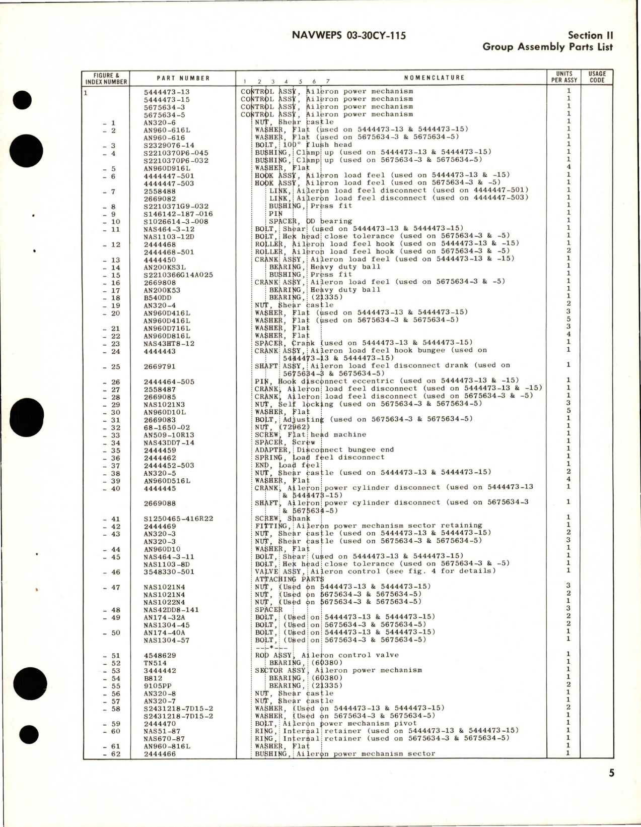 Sample page 7 from AirCorps Library document: Illustrated Parts Breakdown for Aileron Power Mechanism - 5444473 Series and 5675634 Series 