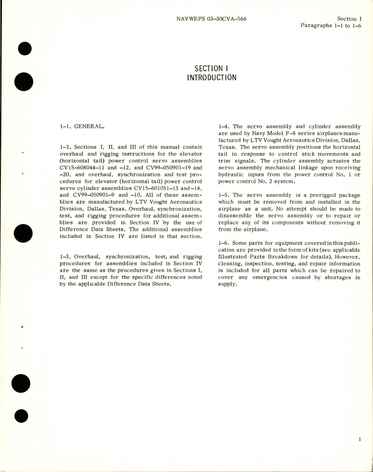 Sample page 5 from AirCorps Library document: Overhaul Instructions for Elevator (Horizontal Tail) Power Control Servo and Servo Cylinder Assembly