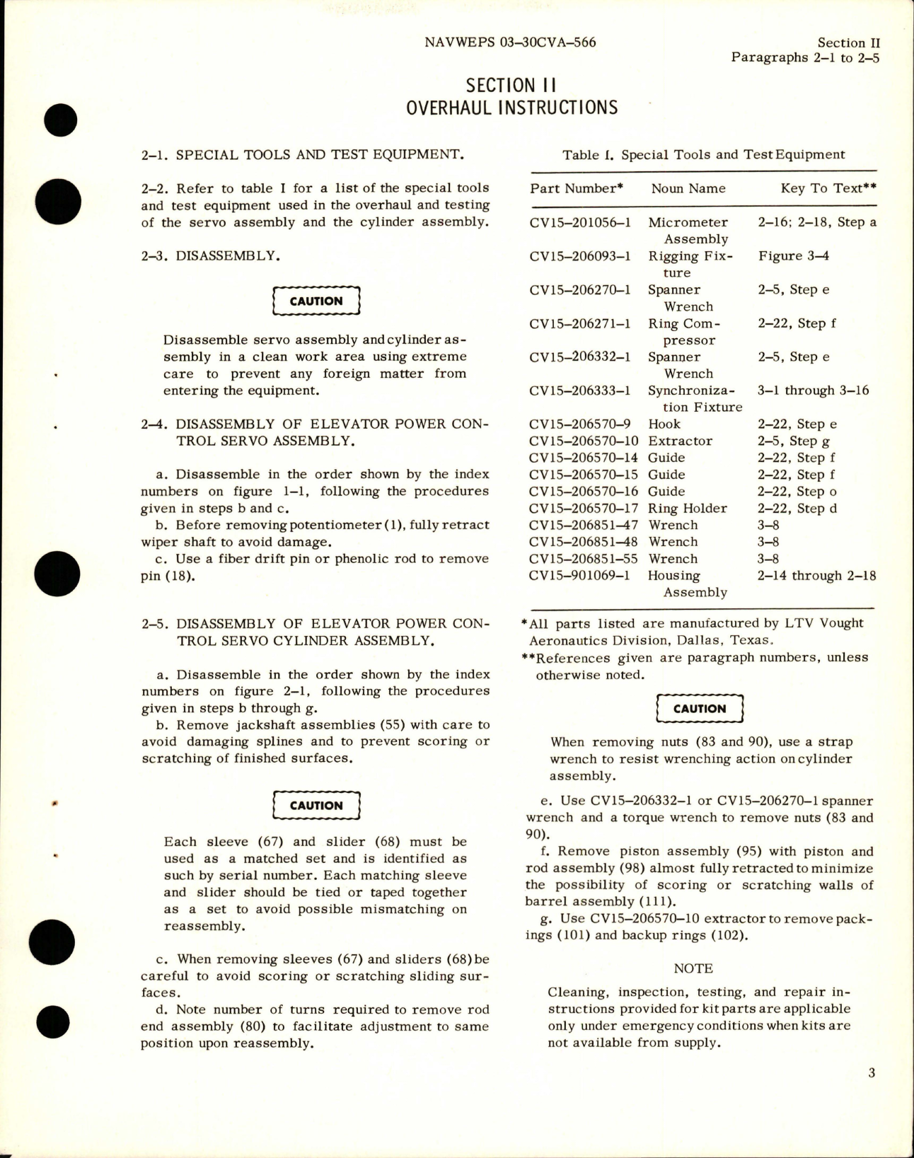 Sample page 7 from AirCorps Library document: Overhaul Instructions for Elevator (Horizontal Tail) Power Control Servo and Servo Cylinder Assembly
