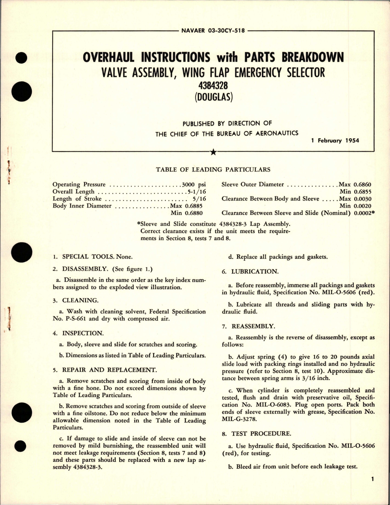 Sample page 1 from AirCorps Library document: Overhaul Instructions with Parts for Wing Flap Emergency Selector Valve Assembly - 4384328