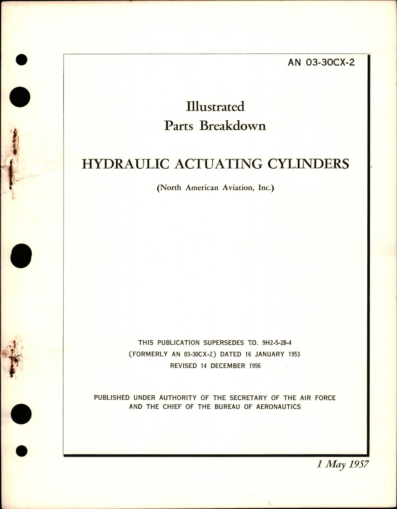Sample page 1 from AirCorps Library document: Illustrated Parts Breakdown for Hydraulic Actuating Cylinders 