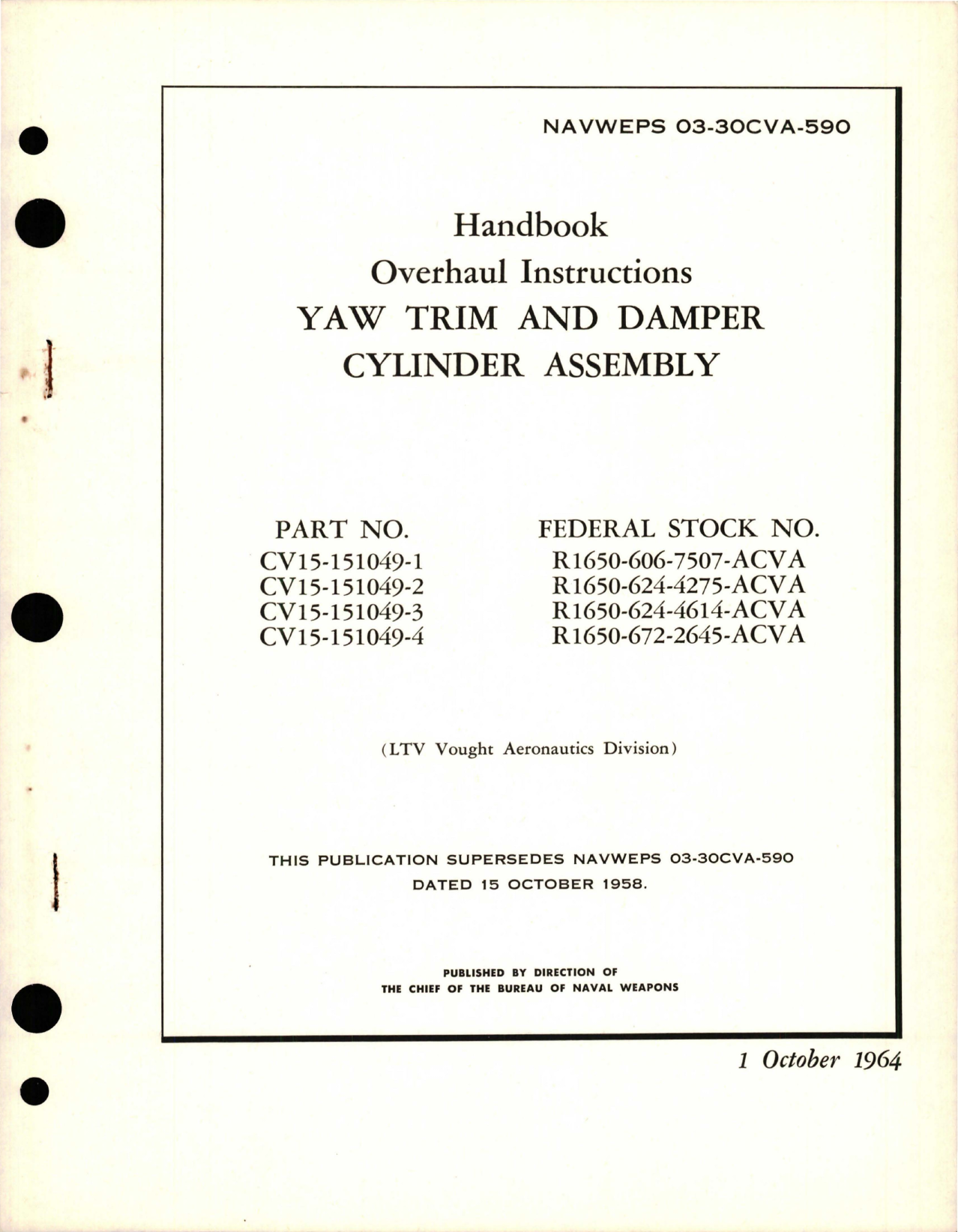 Sample page 1 from AirCorps Library document: Overhaul Instructions for Yaw Trim and Damper Cylinder Assembly