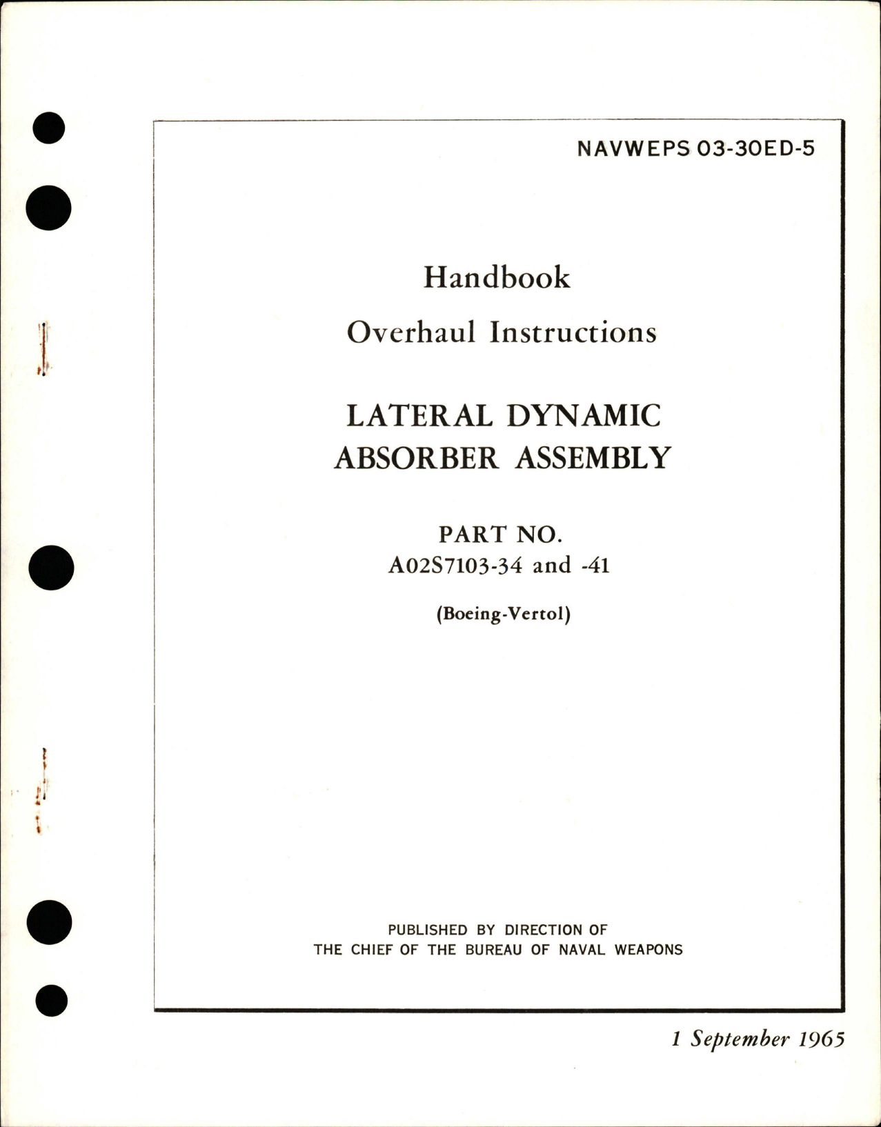 Sample page 1 from AirCorps Library document: Overhaul Instructions for Lateral Dynamic Absorber Assembly - Part A02S7103-34, A02S7103-41