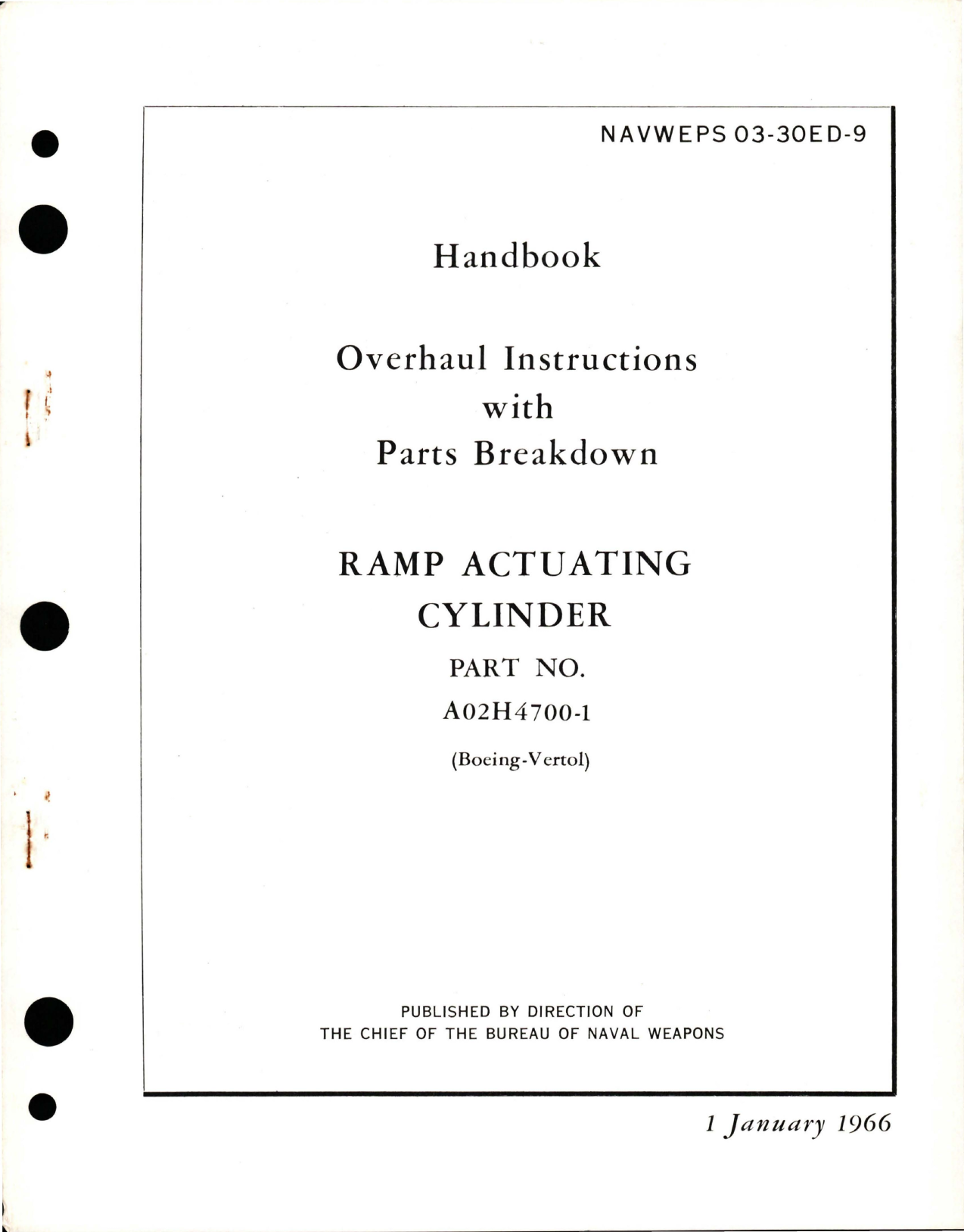 Sample page 1 from AirCorps Library document: Overhaul Instructions with Parts for Ramp Actuating Cylinder - Part A02H4700-1