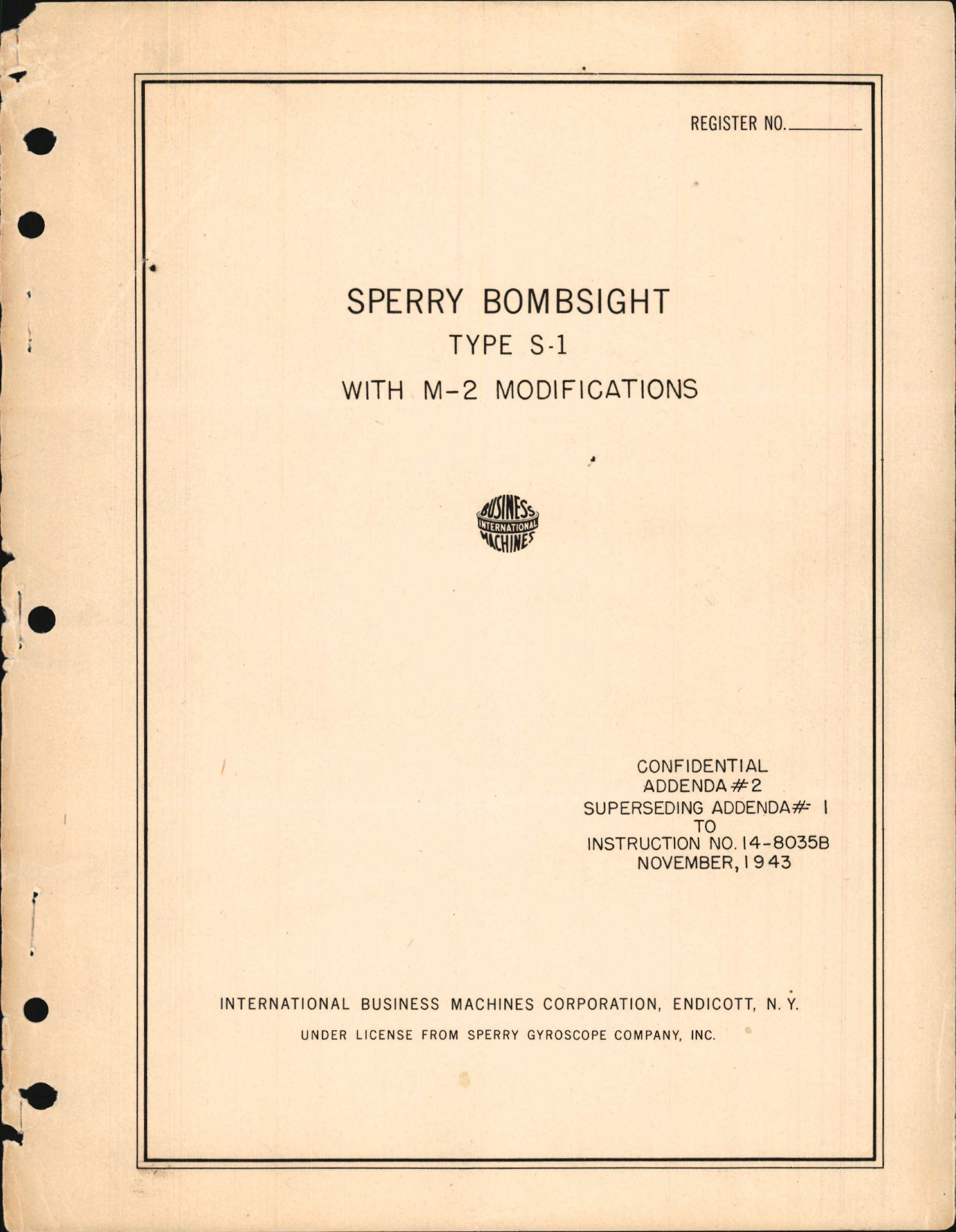Sample page 1 from AirCorps Library document: Sperry Bombsight Type S-1 with M-2 Modifications