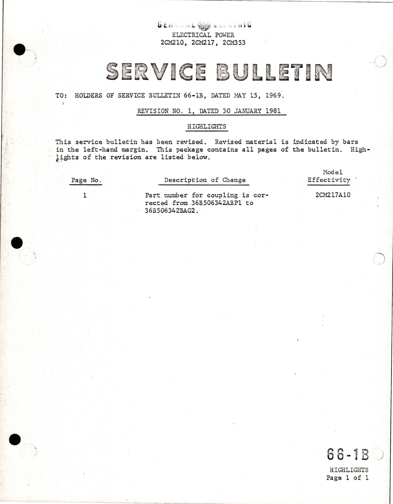 Sample page 1 from AirCorps Library document: Availability of Modified 