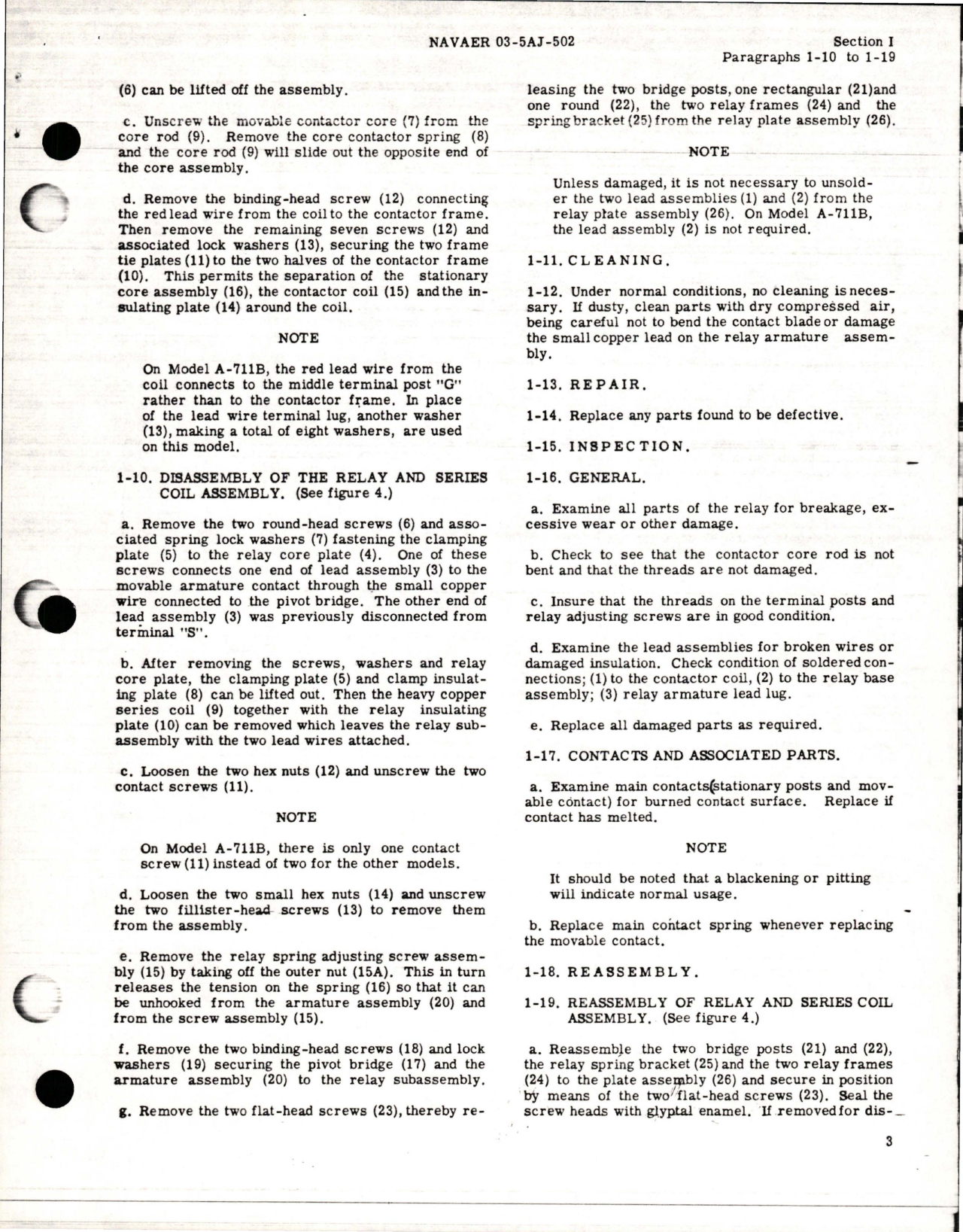 Sample page 5 from AirCorps Library document: Overhaul Instructions with Parts for Starter Relays - Models A-711B, A-711C and A-711E