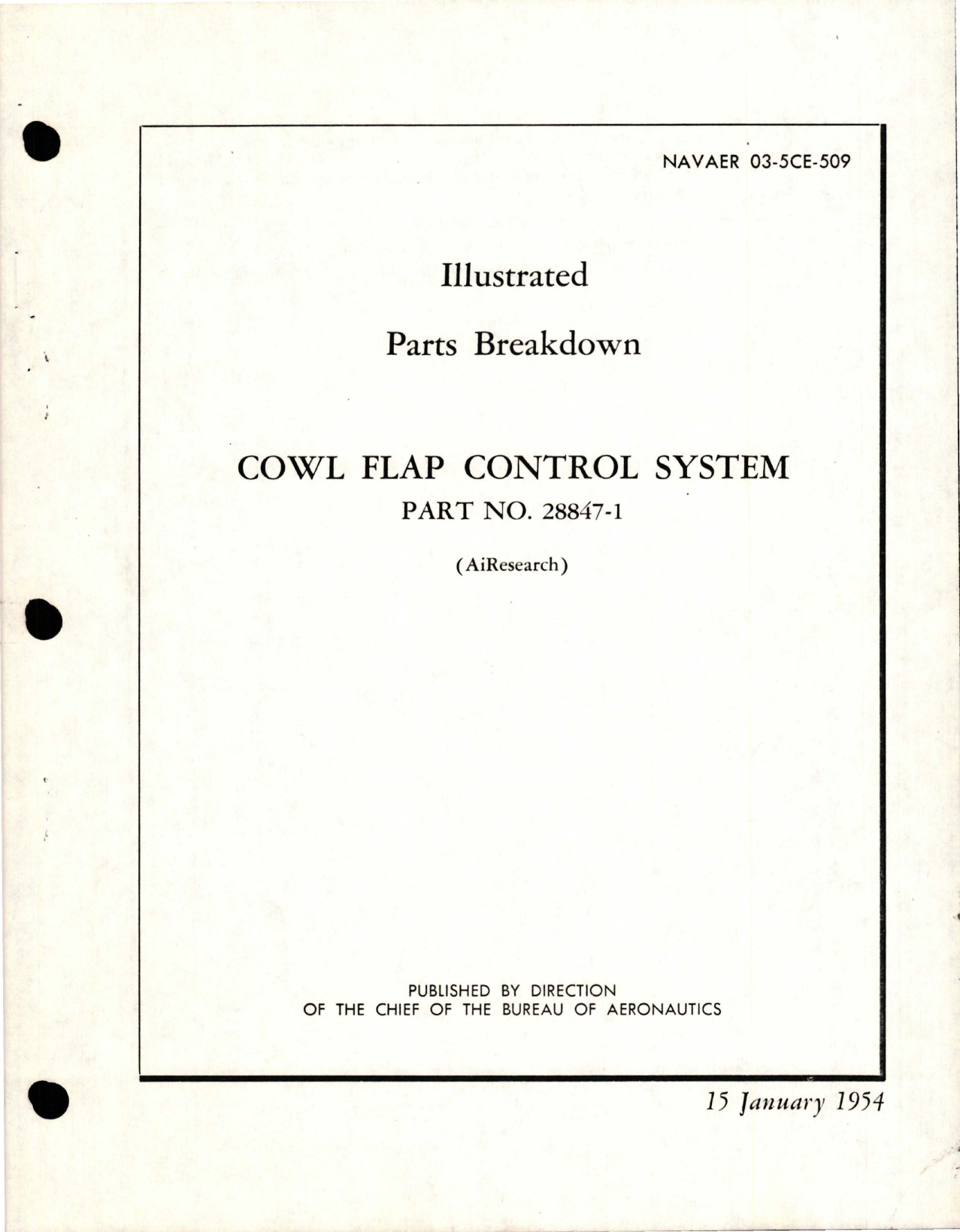 Sample page 1 from AirCorps Library document: Illustrated Parts Breakdown for Cowl Flap Control System - Part 28847-1
