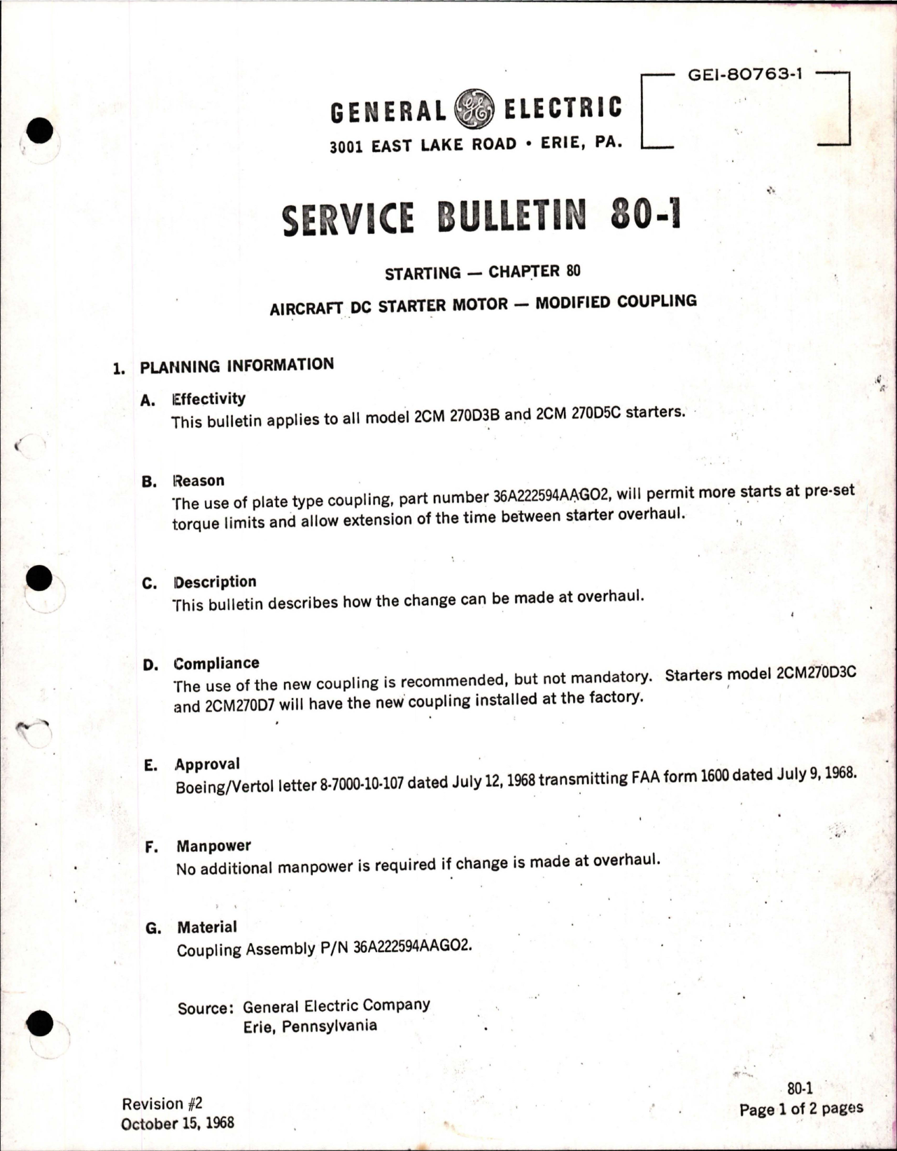 Sample page 1 from AirCorps Library document: Aircraft DC Starter Motor - Modified Coupling 